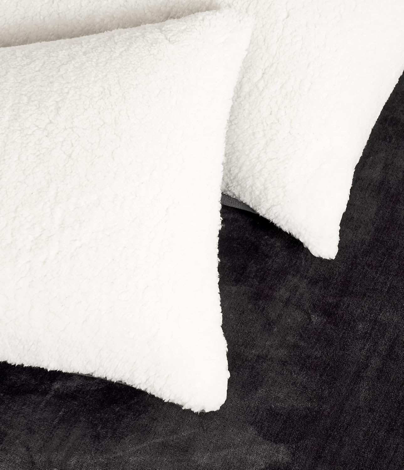 2-in-1 Teddy Sherpa Quilt Cover Set King Size - Charcoal