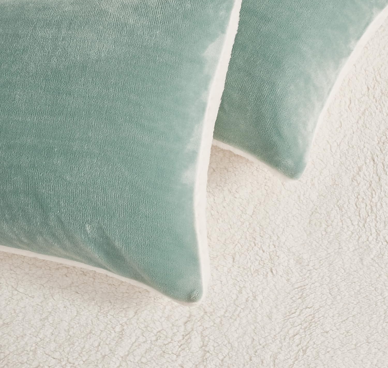 2-in-1 Teddy Sherpa Quilt Cover Set King Size - Sage Green