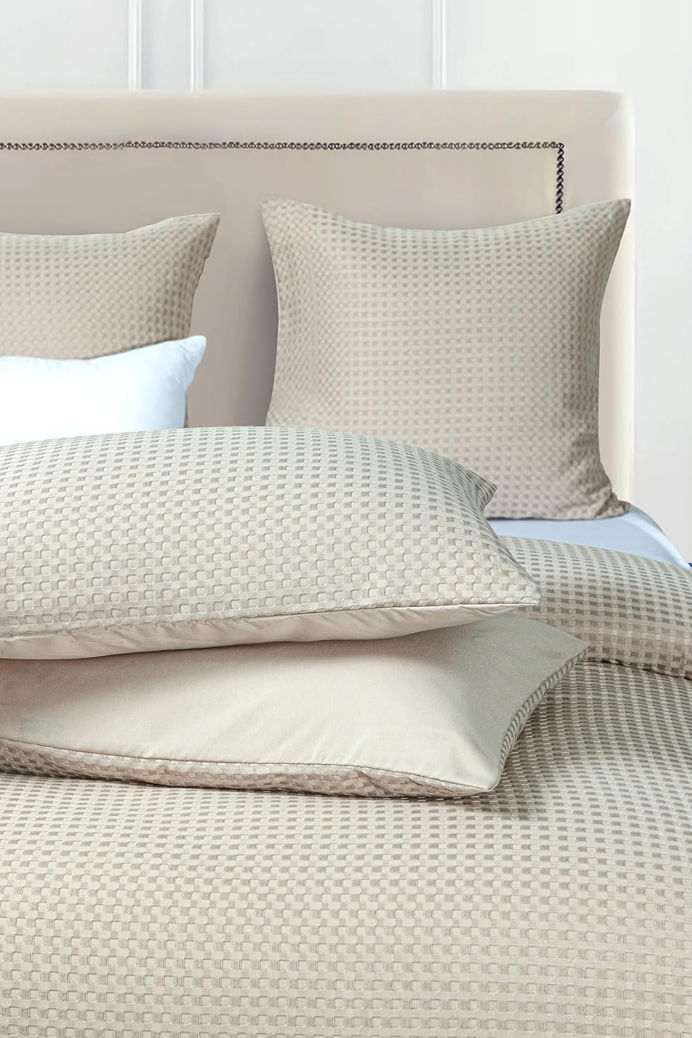 Premium Microfibre Waffle Quilt Cover Set, King (3Pcs) - Beige