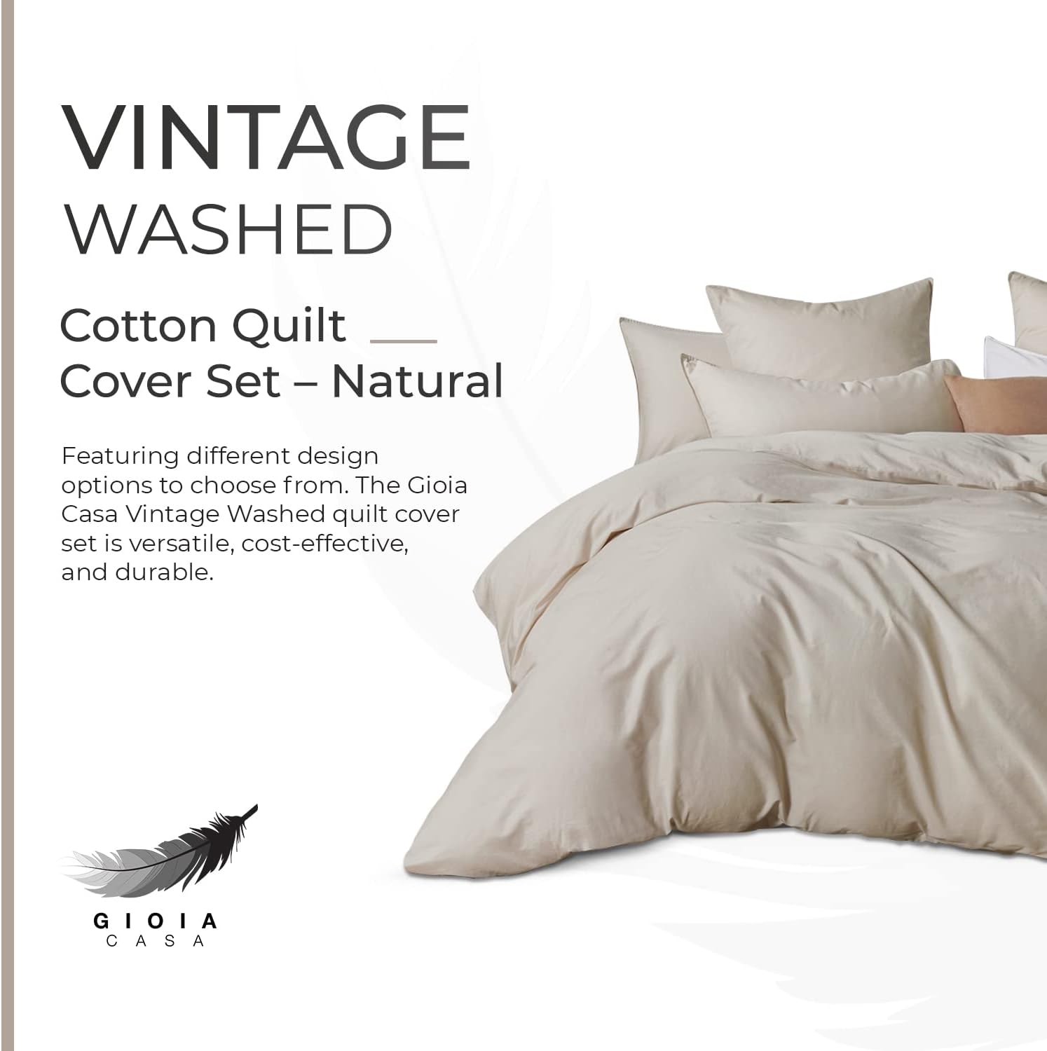 Ultra-soft Cotton Vintage Washed King Quilt Cover Set