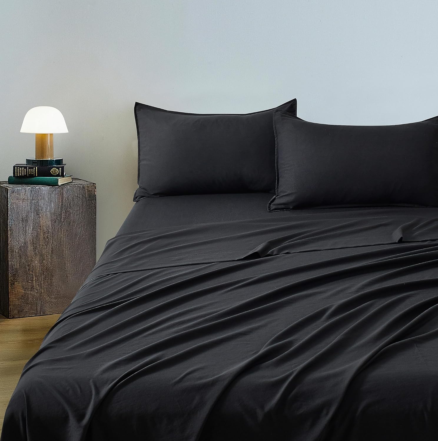 Premium Microfibre King Sheet Set, 2 Pillowcases - Black