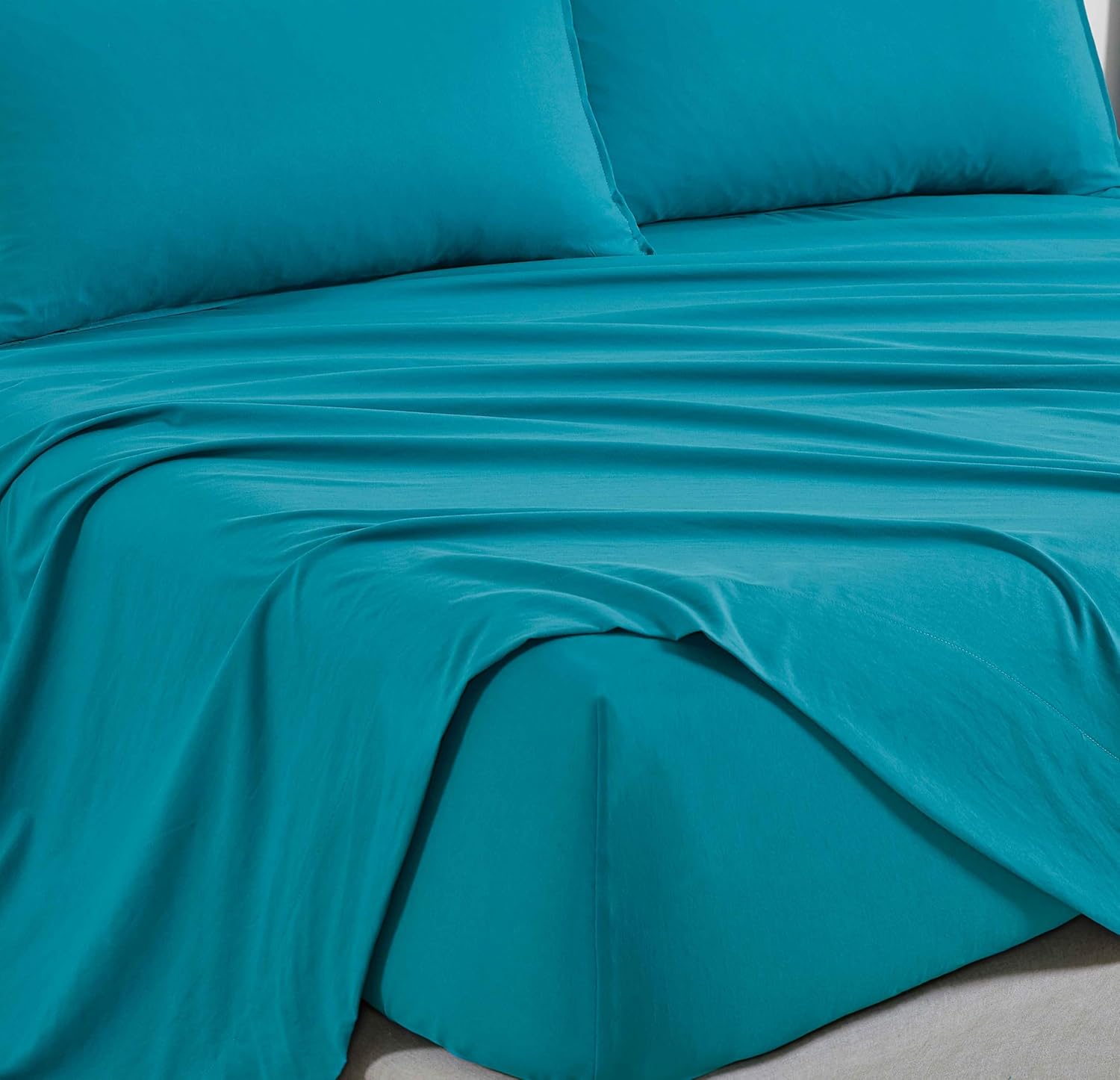 Vintage Washed Microfibre Sheet Set Teal, King