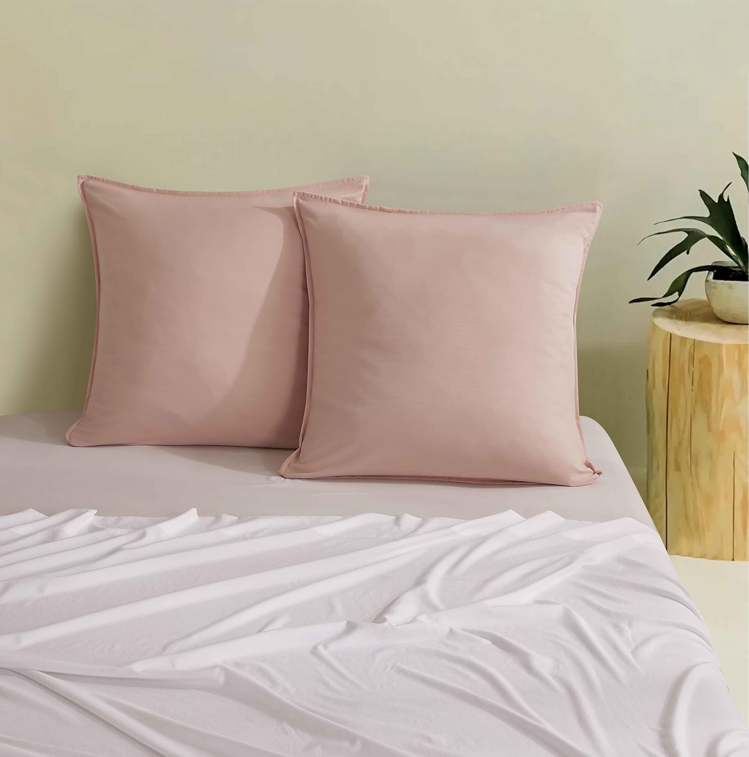 Twin Pack Vintage Washed Microfibre European Pillowcase Pink, Square