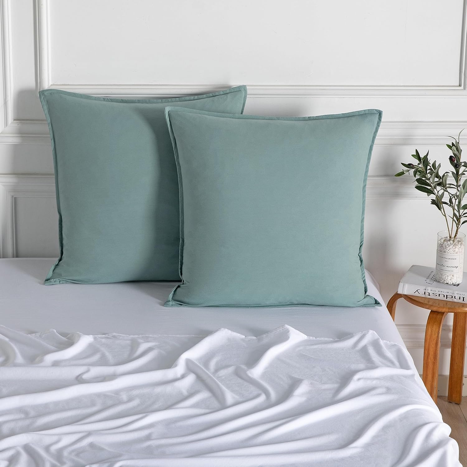 Luxurious Vintage-Washed Microfibre European Pillowcases - Set of 2 - CleverPolly