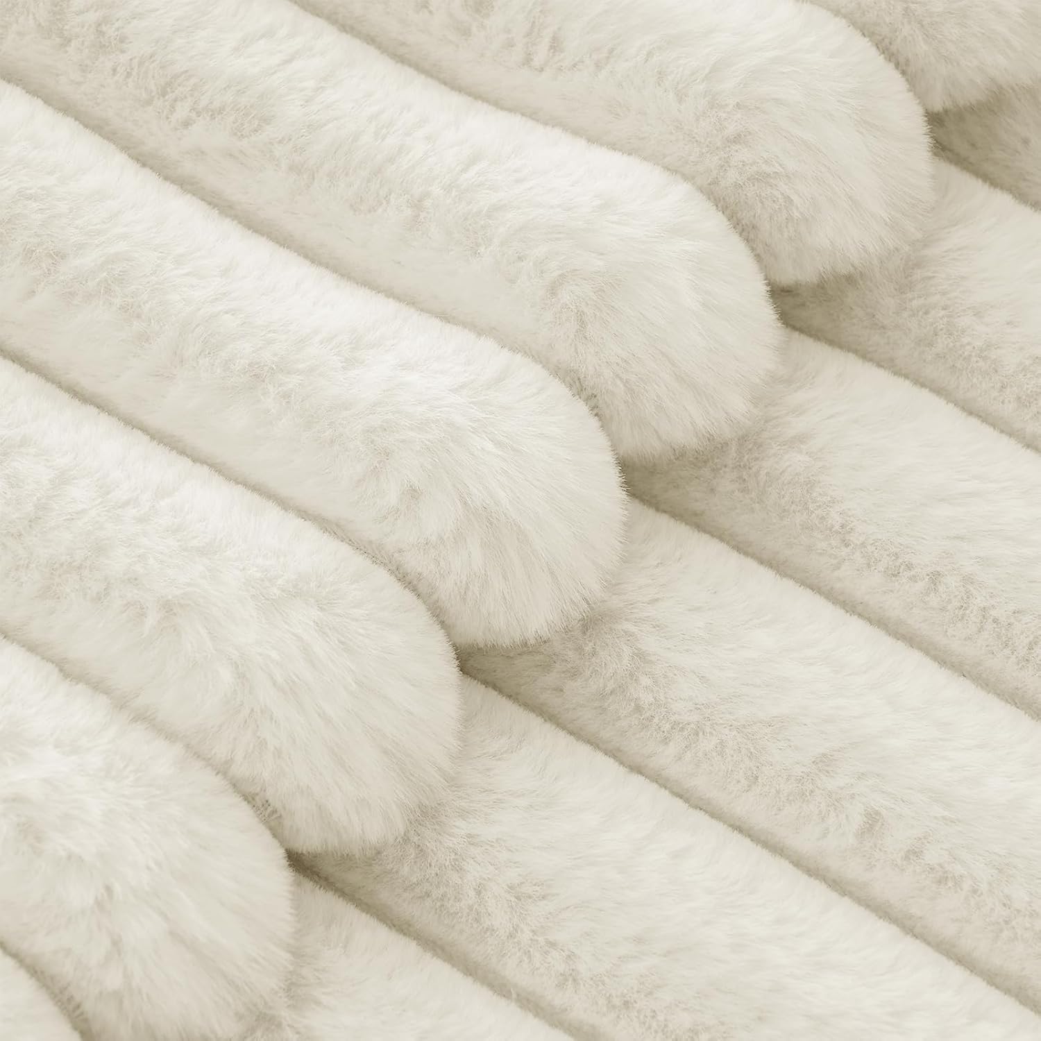 Faux Fur Cushion Covers - Chunky Embossed Flannel with Hidden Zipper - Snow, 45cm x 45cm Pack of 2
