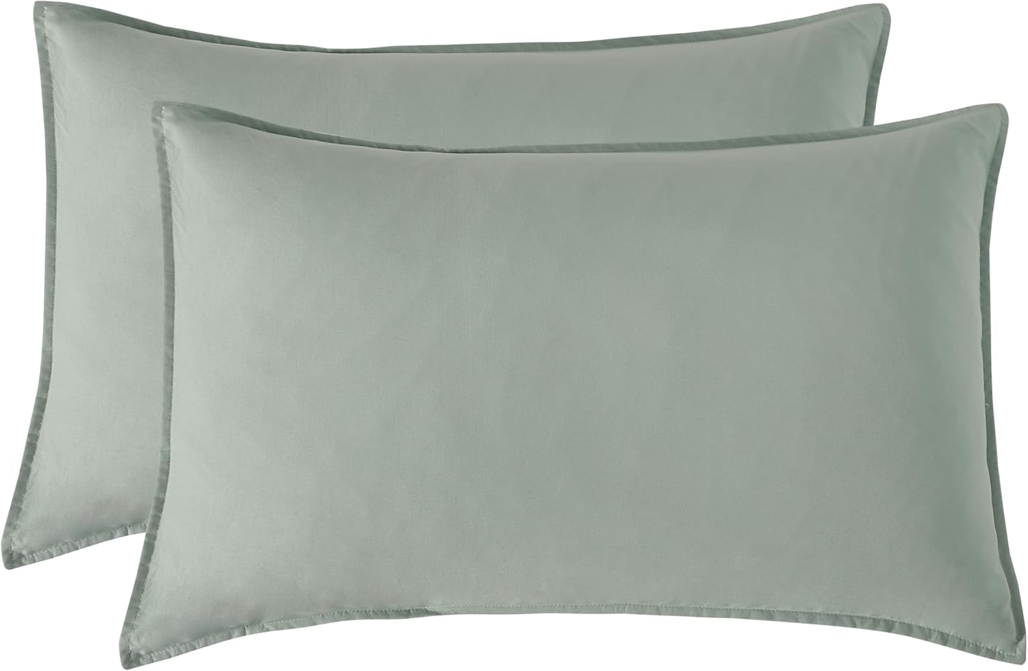 Vintage Washed Microfibre King Pillowcases - Ultra Soft & Skin-Friendly - Set of 2 - 50cm x 90cm Sage