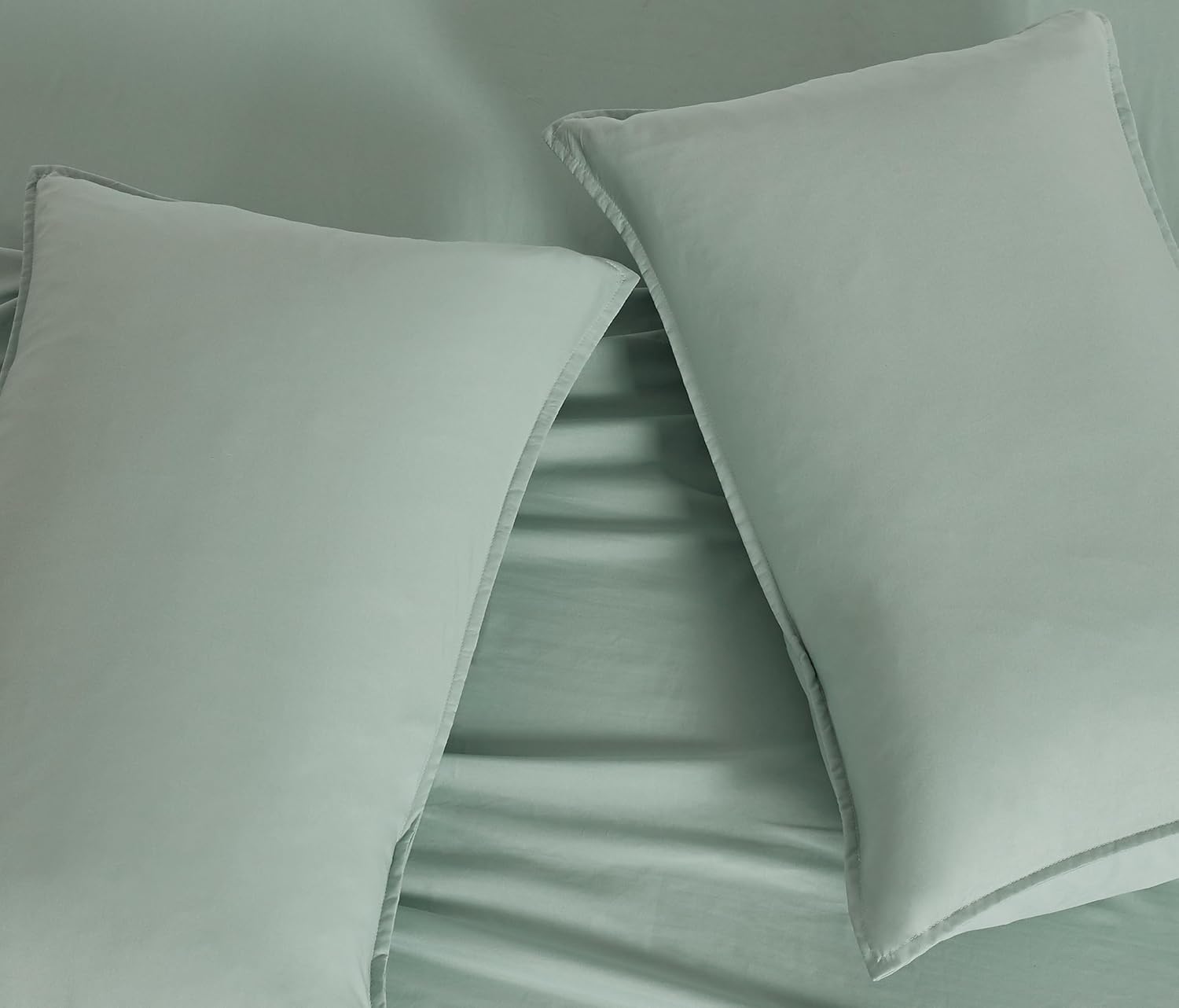 Vintage Washed Microfibre King Pillowcases - Ultra Soft & Skin-Friendly - Set of 2 - 50cm x 90cm Sage
