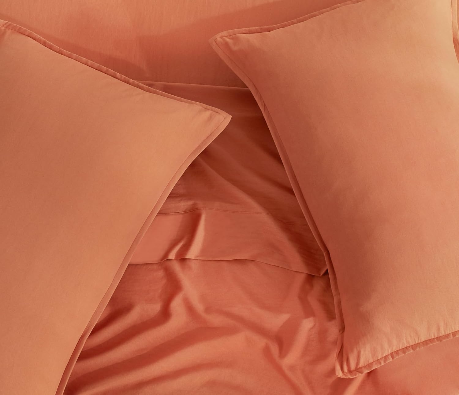 Vintage Washed Microfibre King Pillowcases - Ultra Soft & Skin-Friendly - Set of 2 - 50cm x 90cm Terracotta