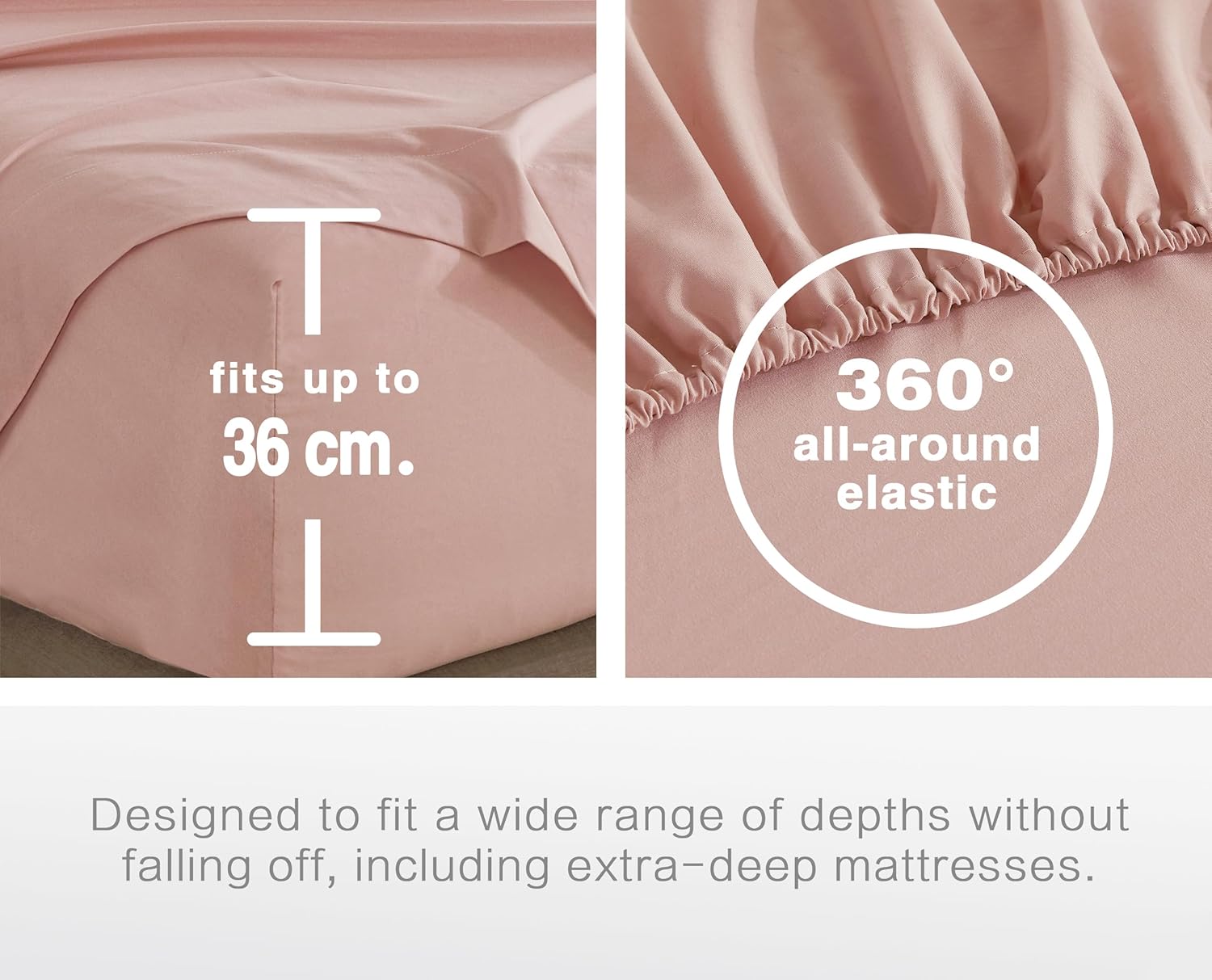 100% Vintage Washed Microfibre Fitted Sheet Set – Ultra Soft & Lightweight All-Season Fitted Sheet with 1 Pillowcase Pink, King Single Size