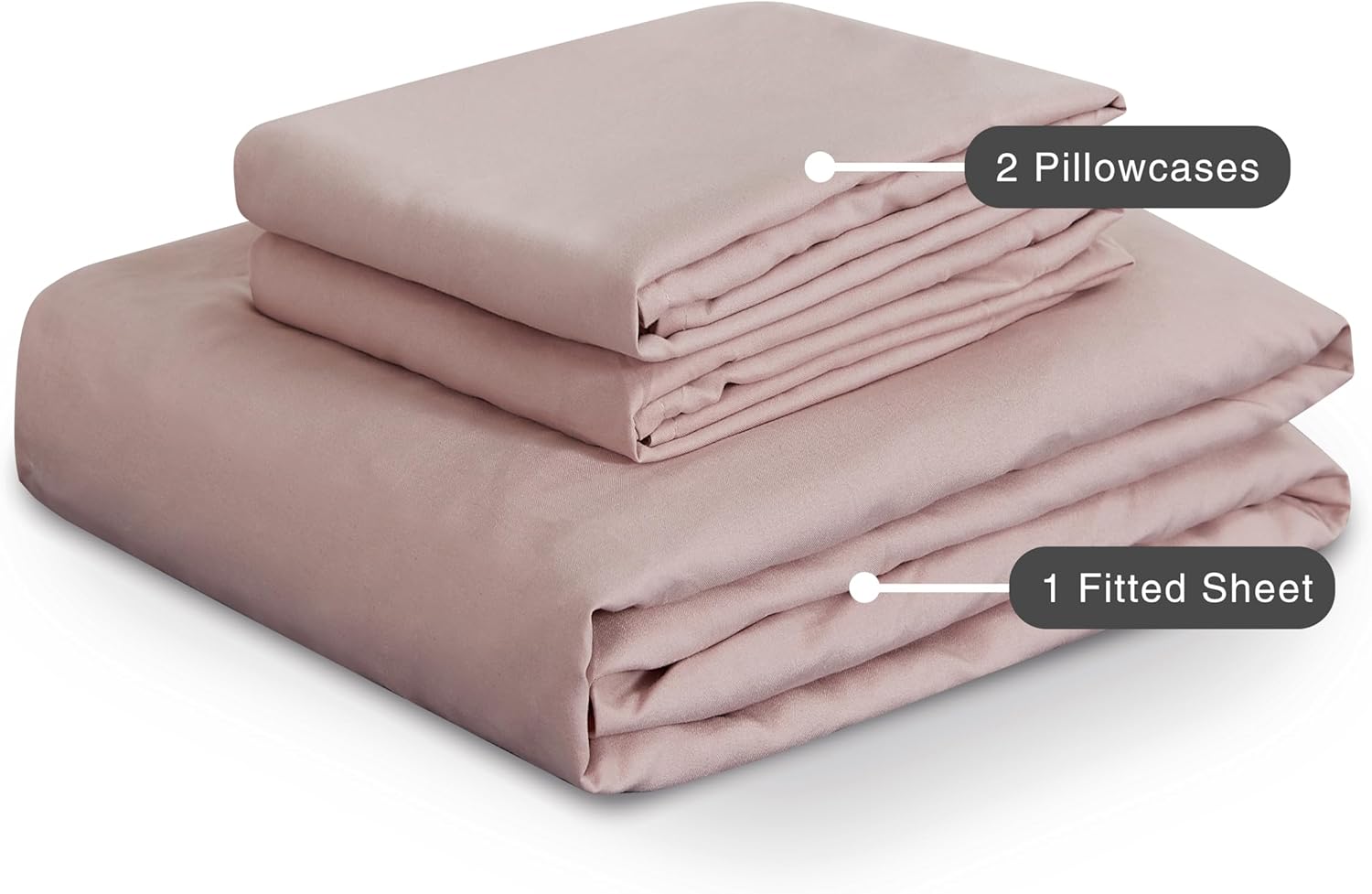 100% Vintage Washed Microfibre Fitted Sheet Set – Ultra Soft & Lightweight All-Season Fitted Sheet with 1 Pillowcase Pink, King Single Size