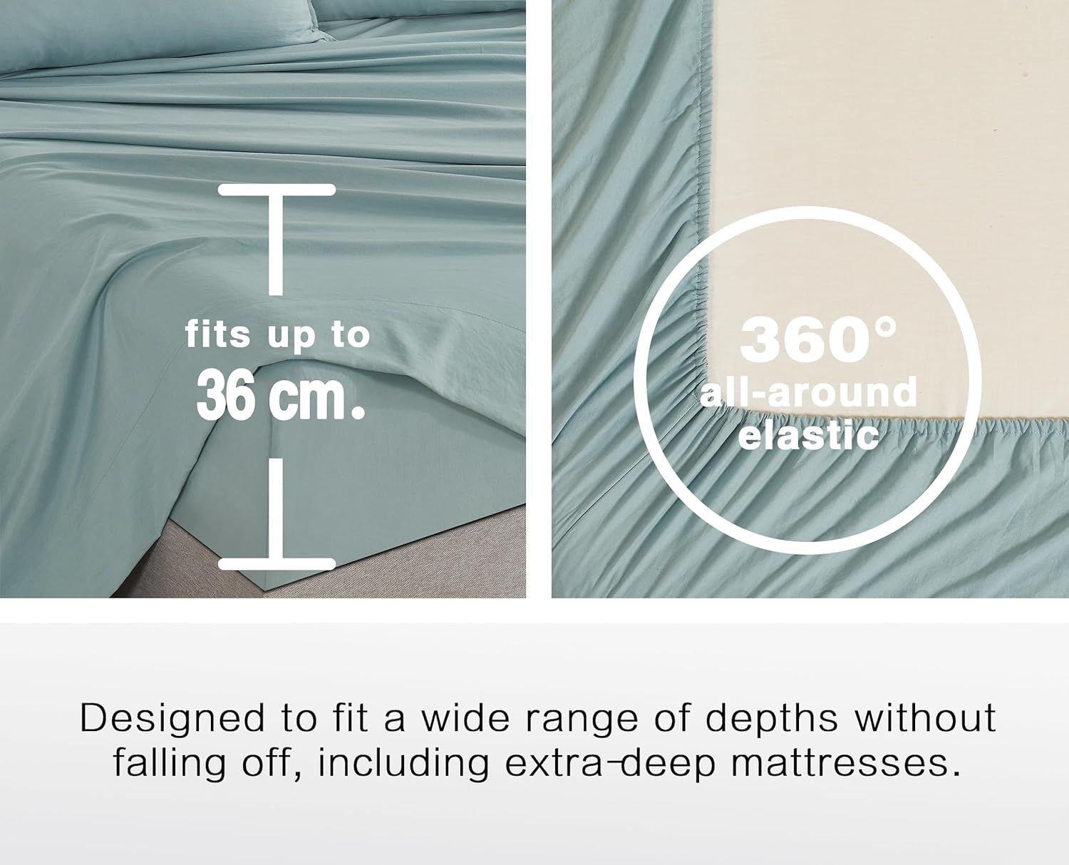 100% Vintage Washed Microfibre Fitted Sheet Set – Ultra Soft & Lightweight All-Season Fitted Sheet with 1 Pillowcase Seafoam, King Single Size