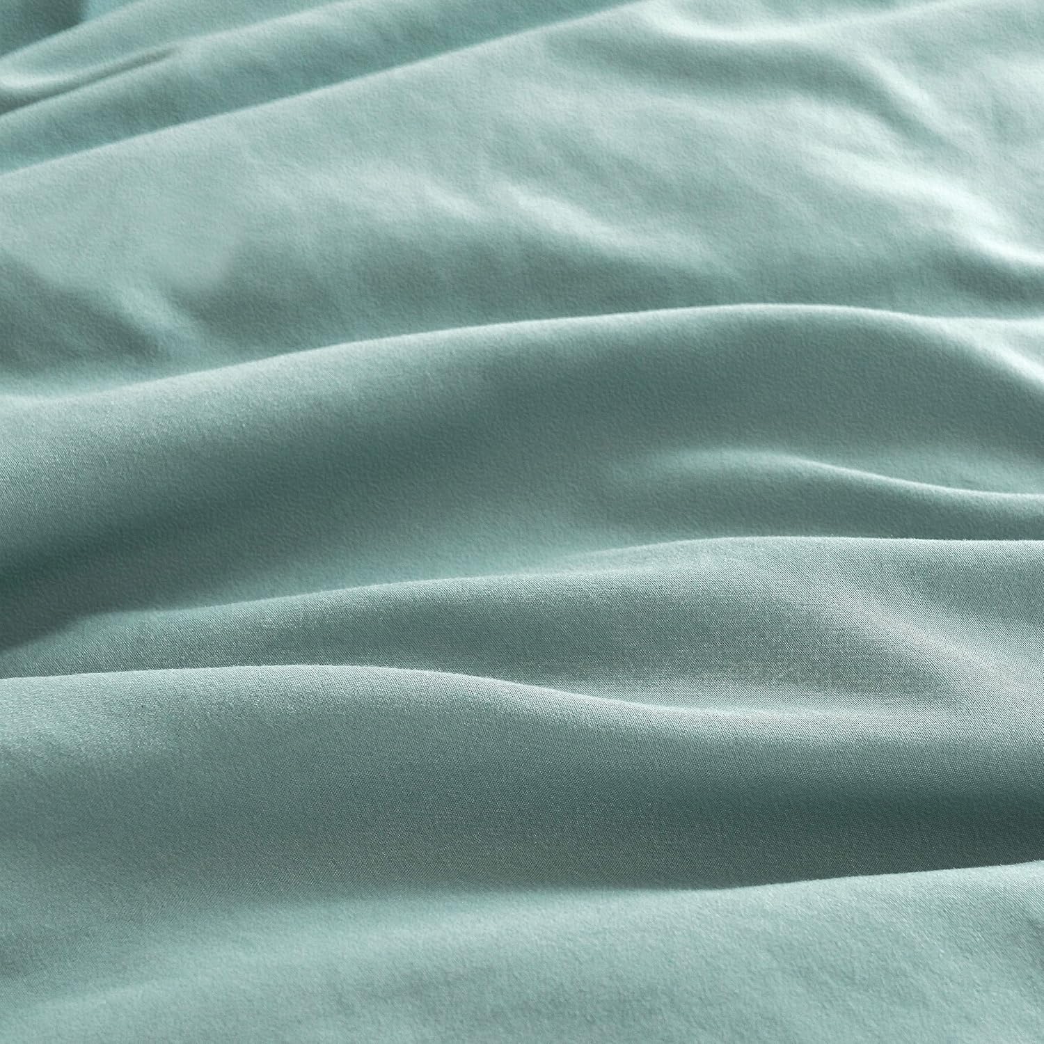 100% Vintage Washed Microfibre Fitted Sheet Set – Ultra Soft & Lightweight All-Season Fitted Sheet with 1 Pillowcase Seafoam, King Single Size