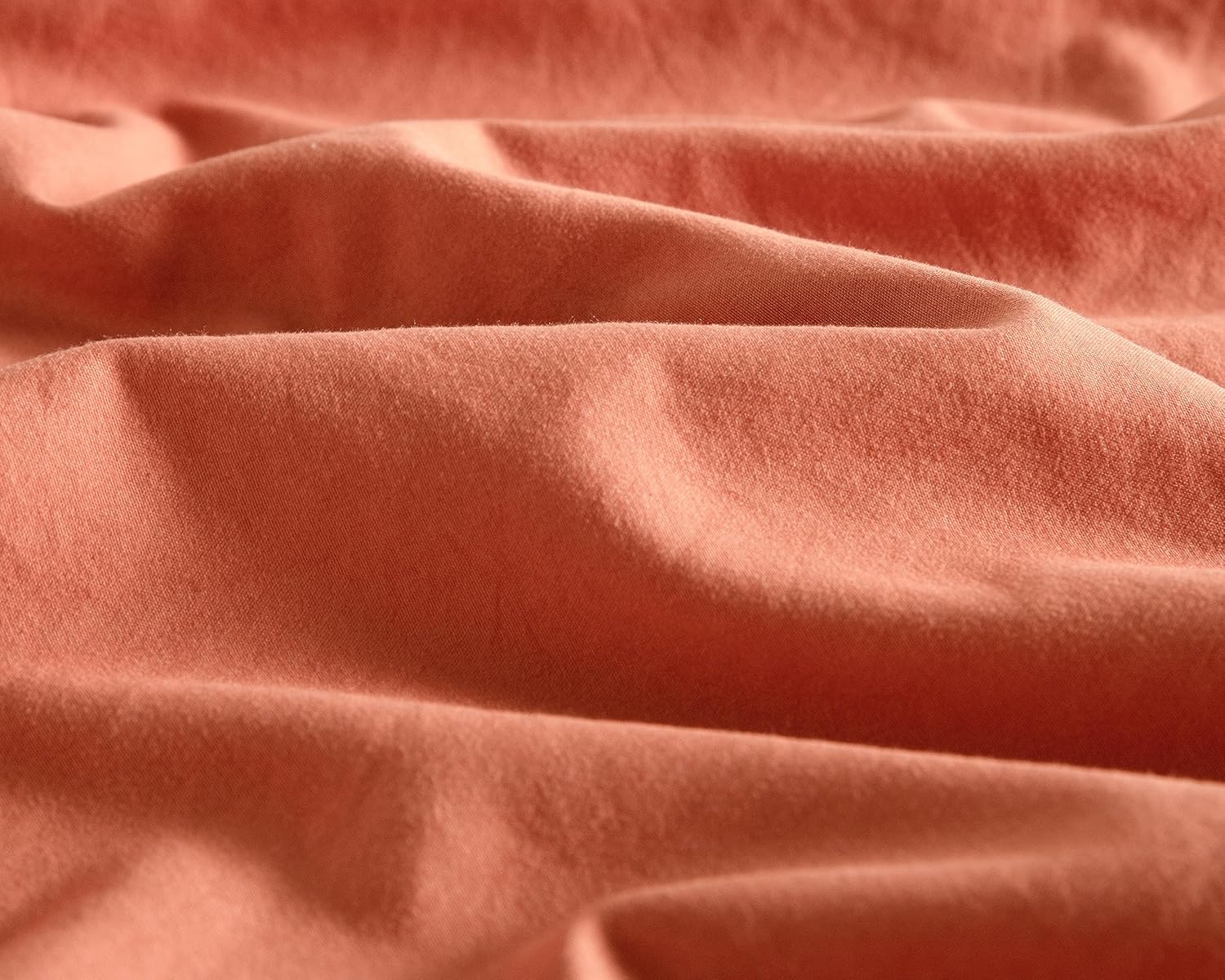 100% Vintage Washed Microfibre Fitted Sheet Set – Ultra Soft & Lightweight All-Season Fitted Sheet with 1 Pillowcase Terracotta, King Single Size