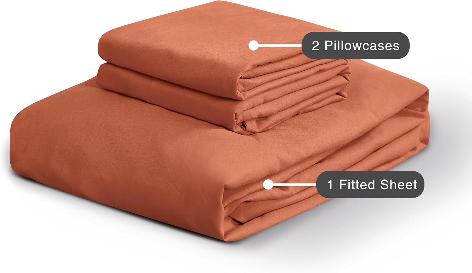 100% Vintage Washed Microfibre Fitted Sheet Set – Ultra Soft & Lightweight All-Season Fitted Sheet with 1 Pillowcase Terracotta, King Single Size