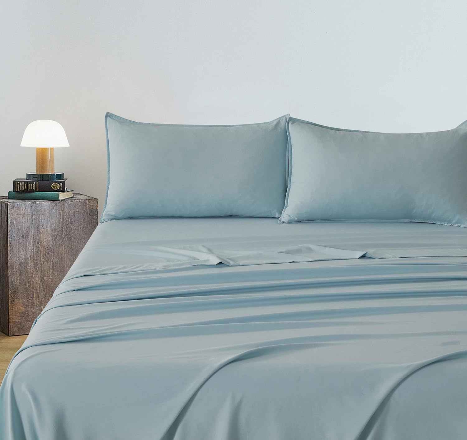 Vintage Washed Microfibre Sheet Set Blue, King Single