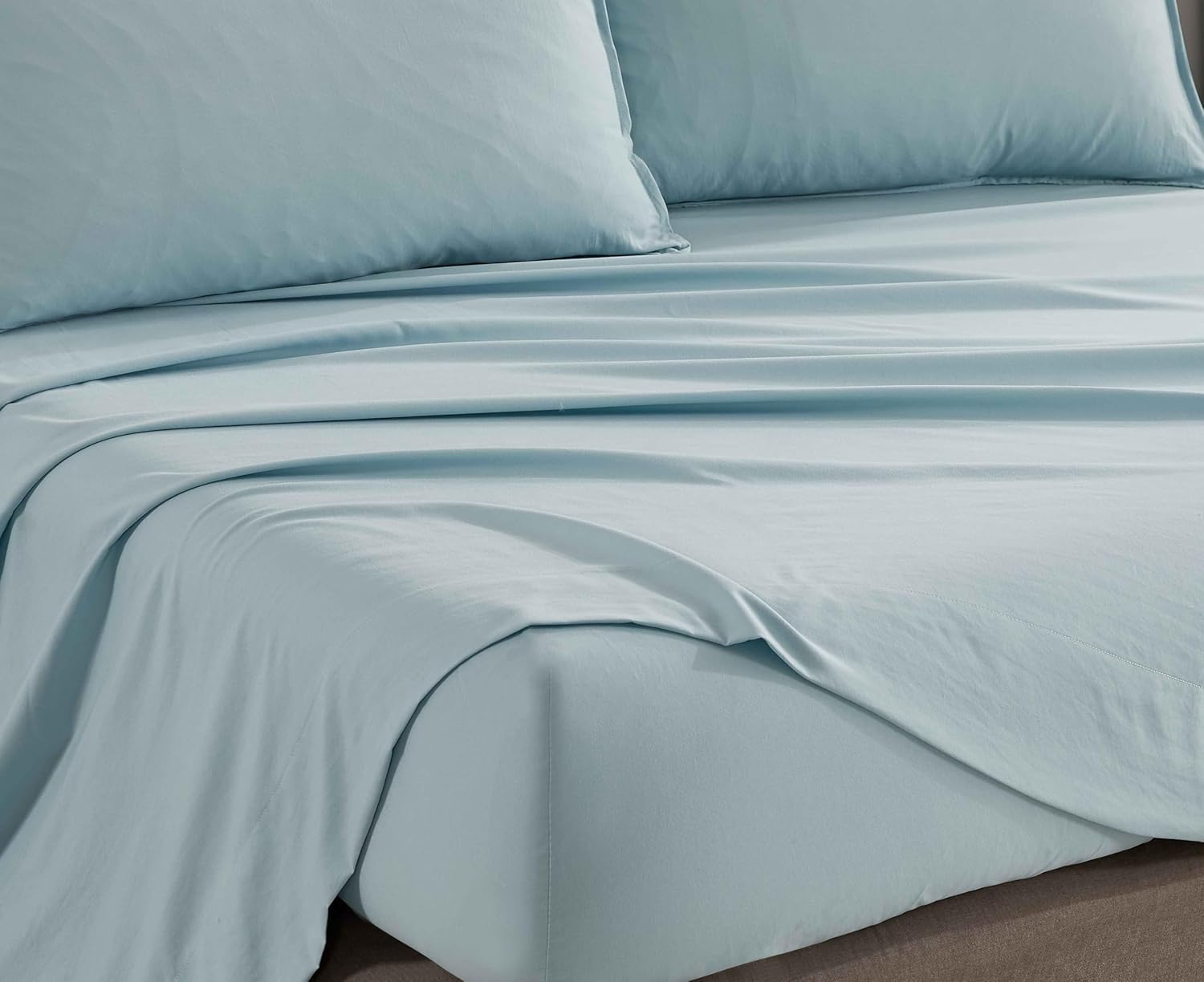 Vintage Washed Microfibre Sheet Set Blue, King Single