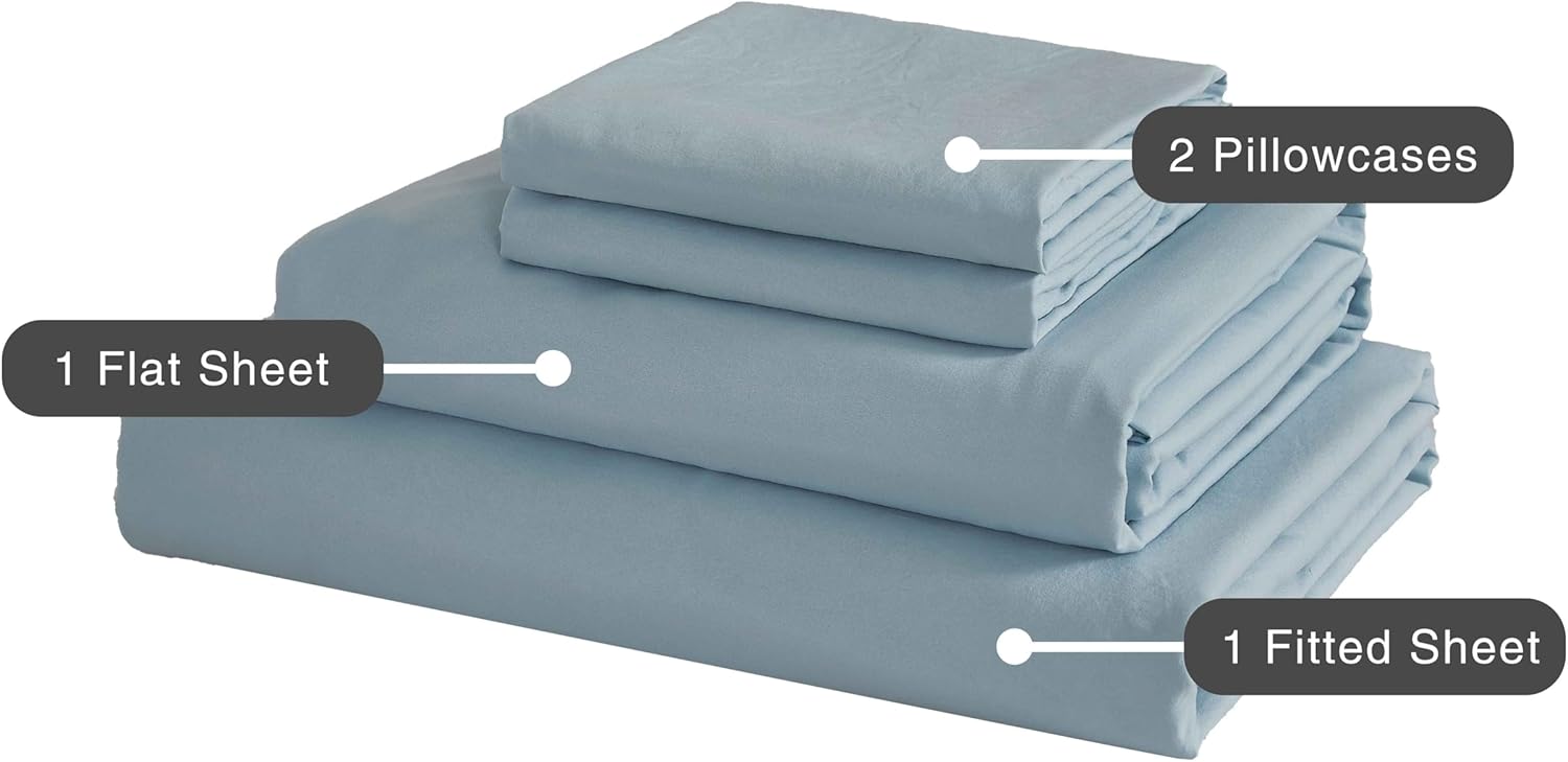 Vintage Washed Microfibre Sheet Set Blue, King Single