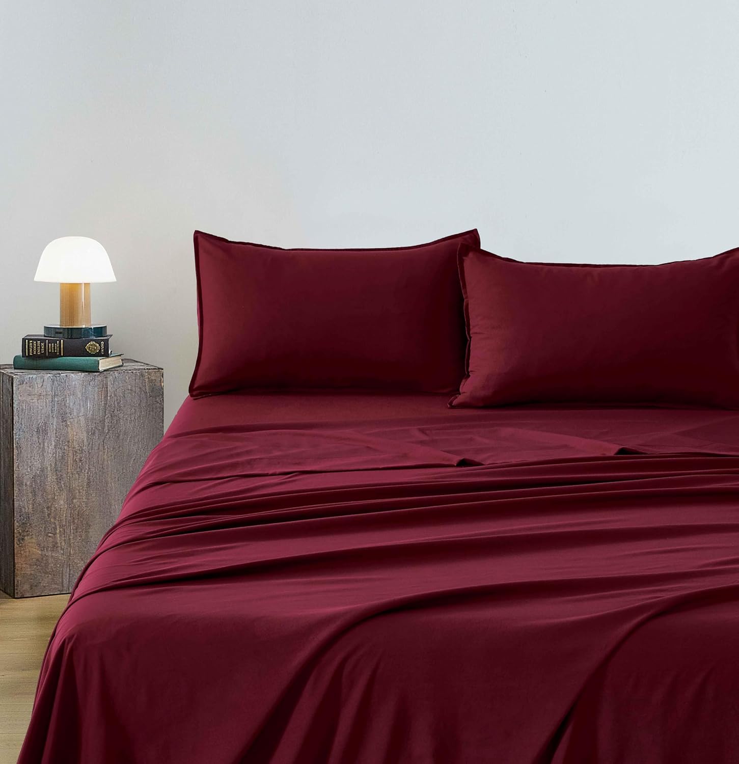 Vintage Washed Microfibre Sheet Set Burgundy, King Single