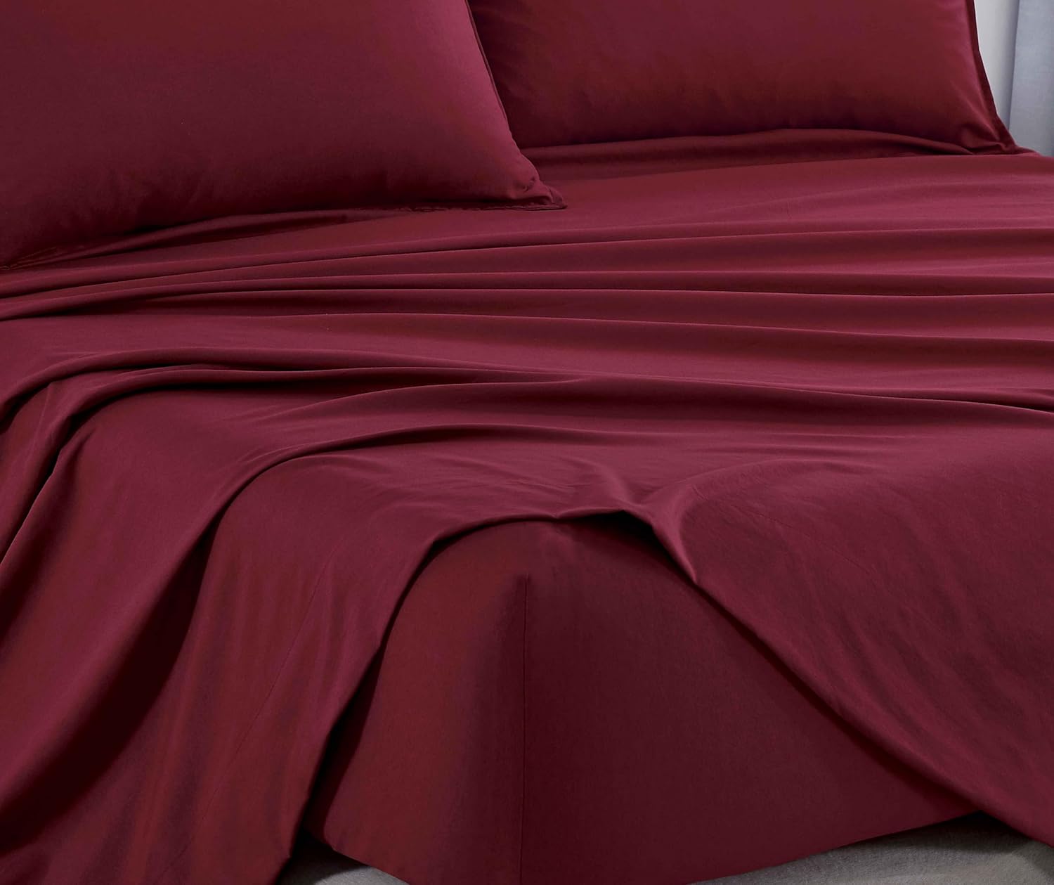 Vintage Washed Microfibre Sheet Set Burgundy, King Single