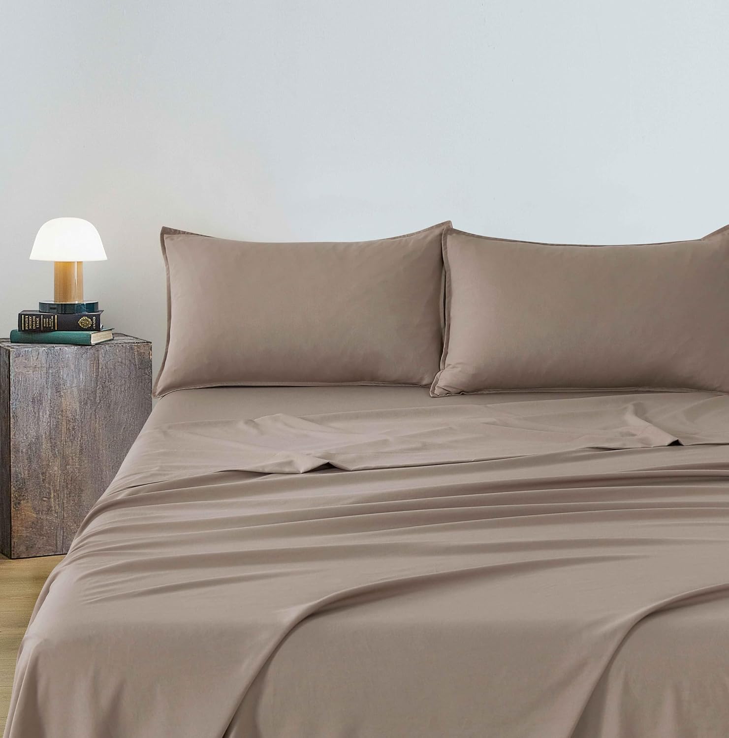 Vintage Washed Microfibre Sheet Set Truffle, King Single
