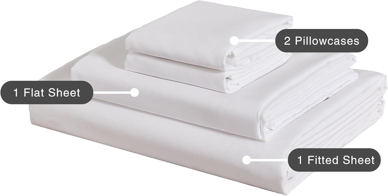 Bamboo Microfibre Sheet Set - White - King Single