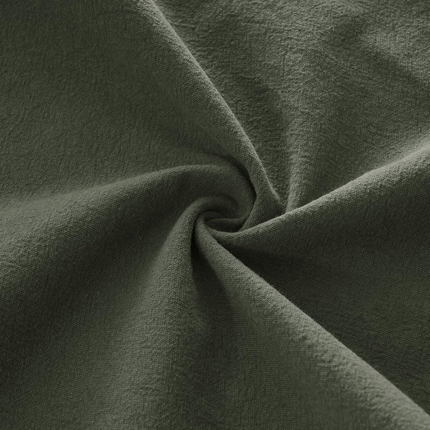 Linen Cushion Covers - 30% Linen 70% Cotton Blend, Soft & Breathable with Hidden Zipper Design - Khaki Green, 45cm x 45cm Twin Pack