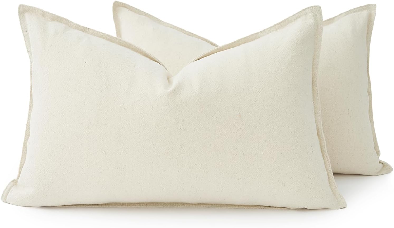 Linen Cushion Covers - 30% Linen 70% Cotton Blend, Soft & Breathable with Hidden Zipper Design - Linen, 30cm x 50cm Twin Pack