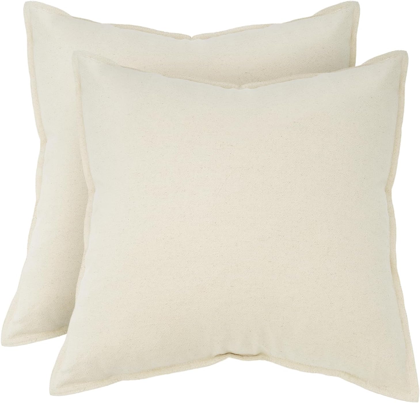 Linen Cushion Covers - 30% Linen 70% Cotton Blend, Soft & Breathable with Hidden Zipper Design - Linen, 45cm x 45cm Twin Pack