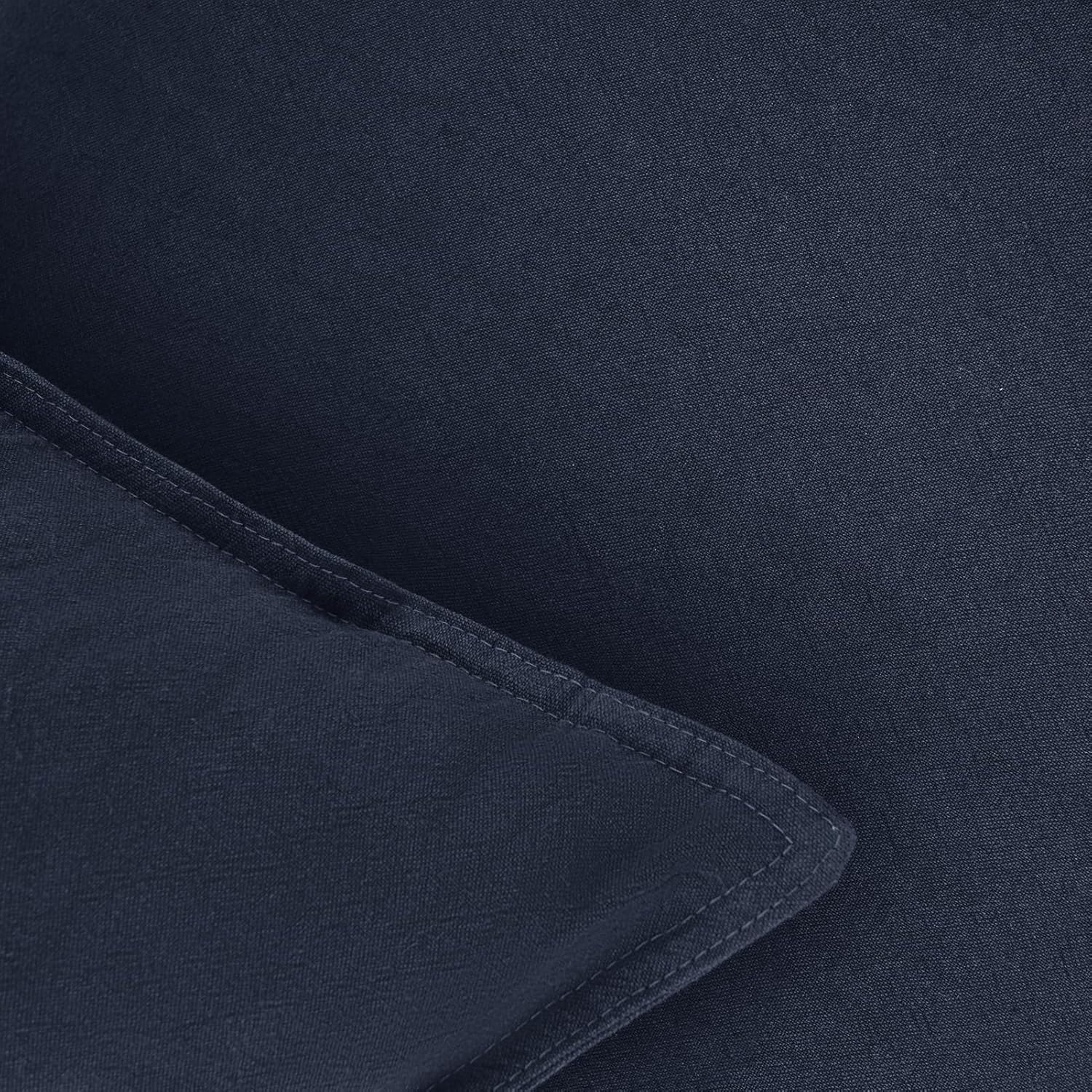 Linen Cushion Covers - 30% Linen 70% Cotton Blend, Soft & Breathable with Hidden Zipper Design - Navy Blue, 30cm x 50cm Twin Pack