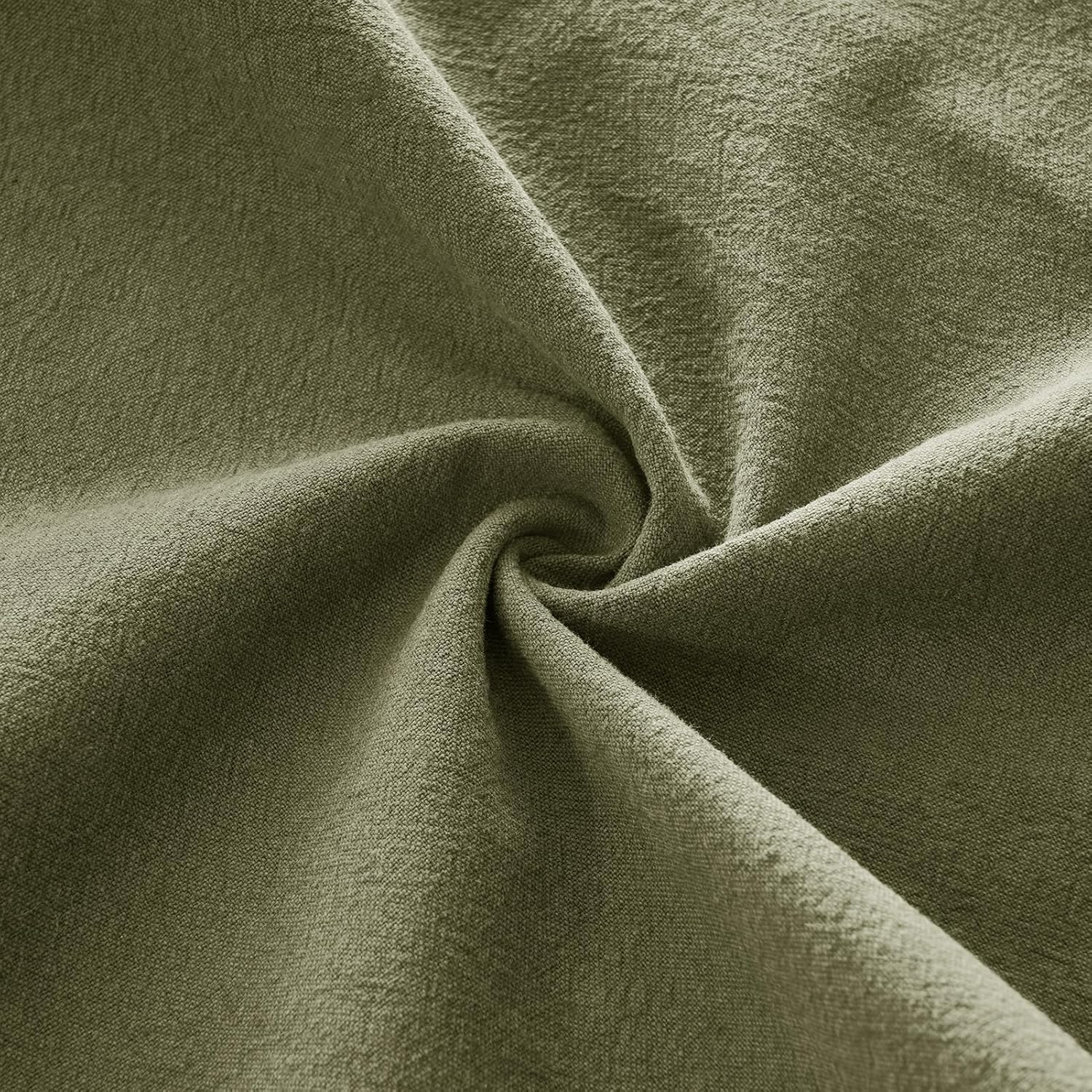 Linen Cushion Covers - 30% Linen 70% Cotton Blend, Soft & Breathable with Hidden Zipper Design - Olive Green, 30cm x 50cm Twin Pack