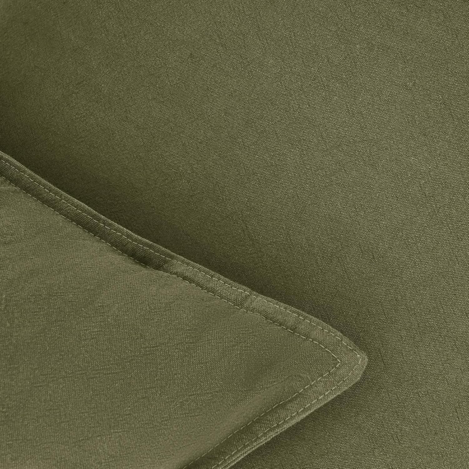 Linen Cushion Covers - 30% Linen 70% Cotton Blend, Soft & Breathable with Hidden Zipper Design - Olive Green, 45cm x 45cm Twin Pack