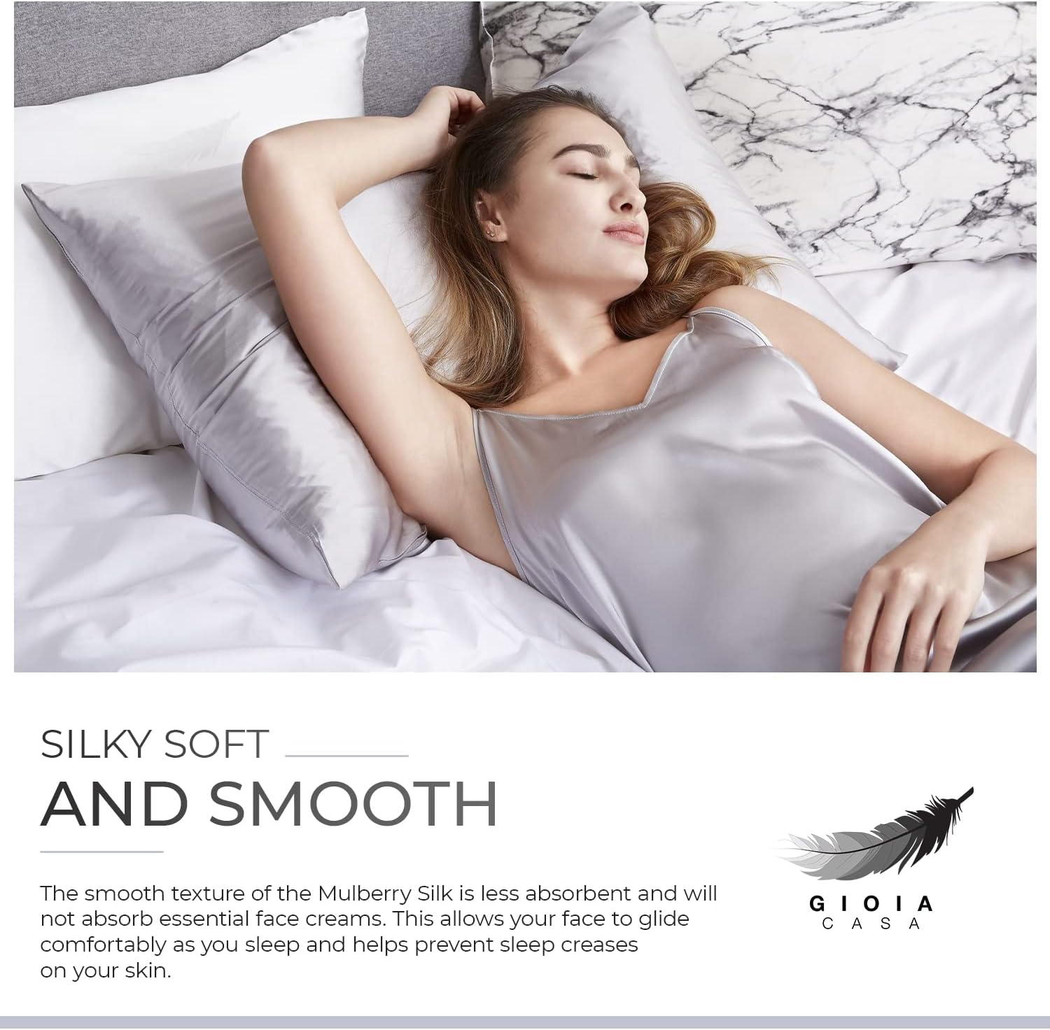 Soft Anti-Wrinkle Pure Mulberry Silk Pillowcase - Gioia Casa