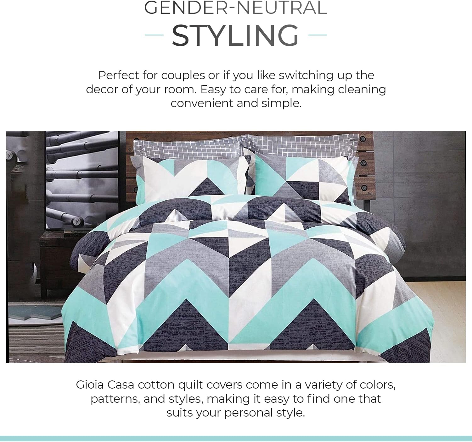 Reversible 100% Cotton Super King Quilt Cover Set - Gioia Casa