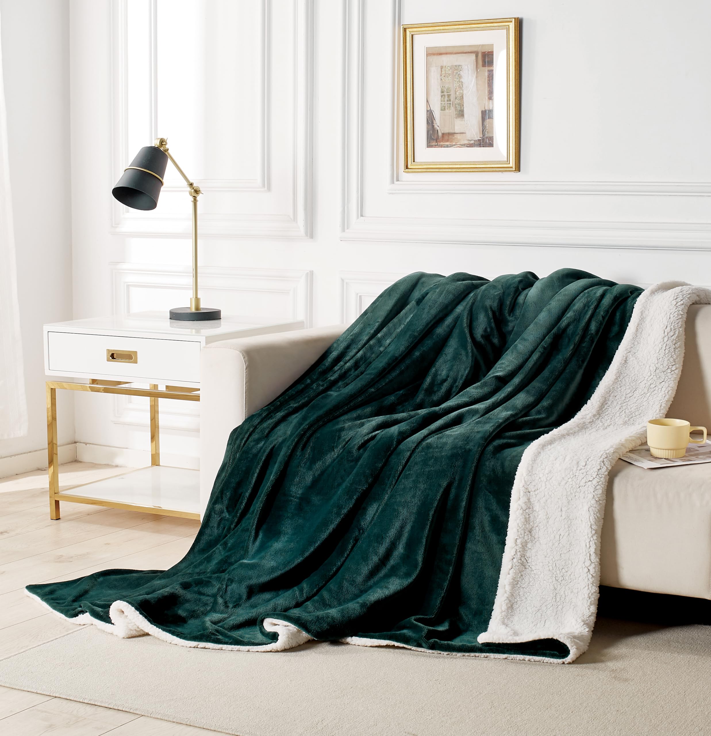 2-in-1 Teddy Sherpa Quilt Cover Set Emerald Green, Super King