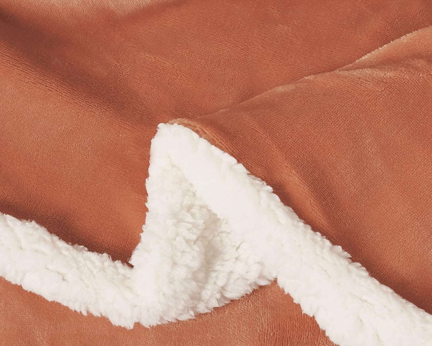 2-in-1 Teddy Sherpa Quilt Cover Set Terracotta, Super King