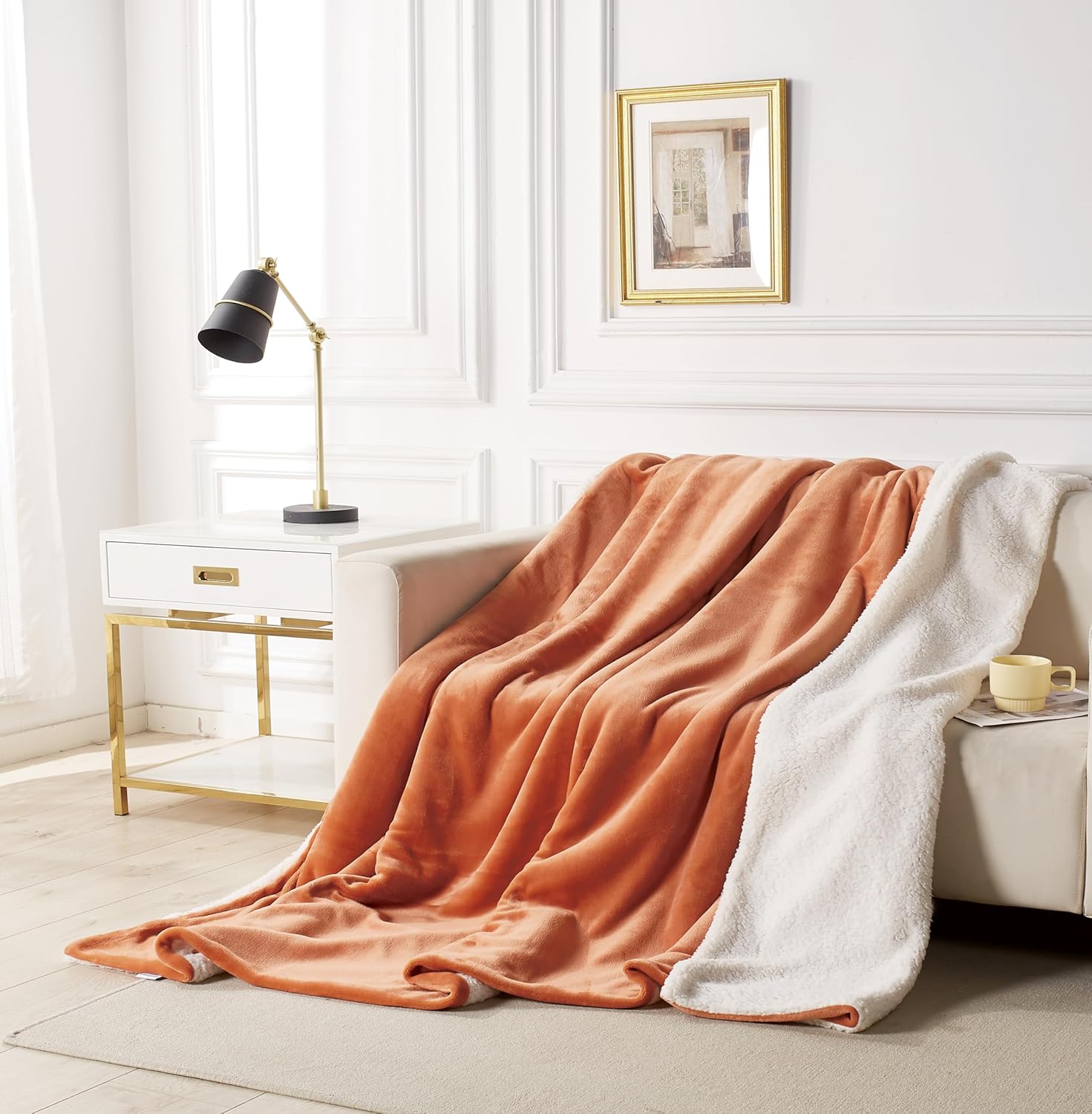 2-in-1 Teddy Sherpa Quilt Cover Set Terracotta, Super King