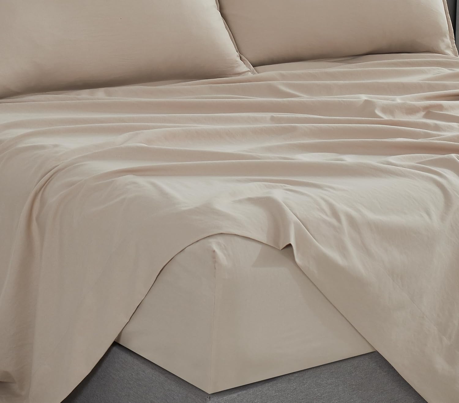 Vintage Washed Microfibre Sheet Set with 2 Pillowcases - Linen - Super King