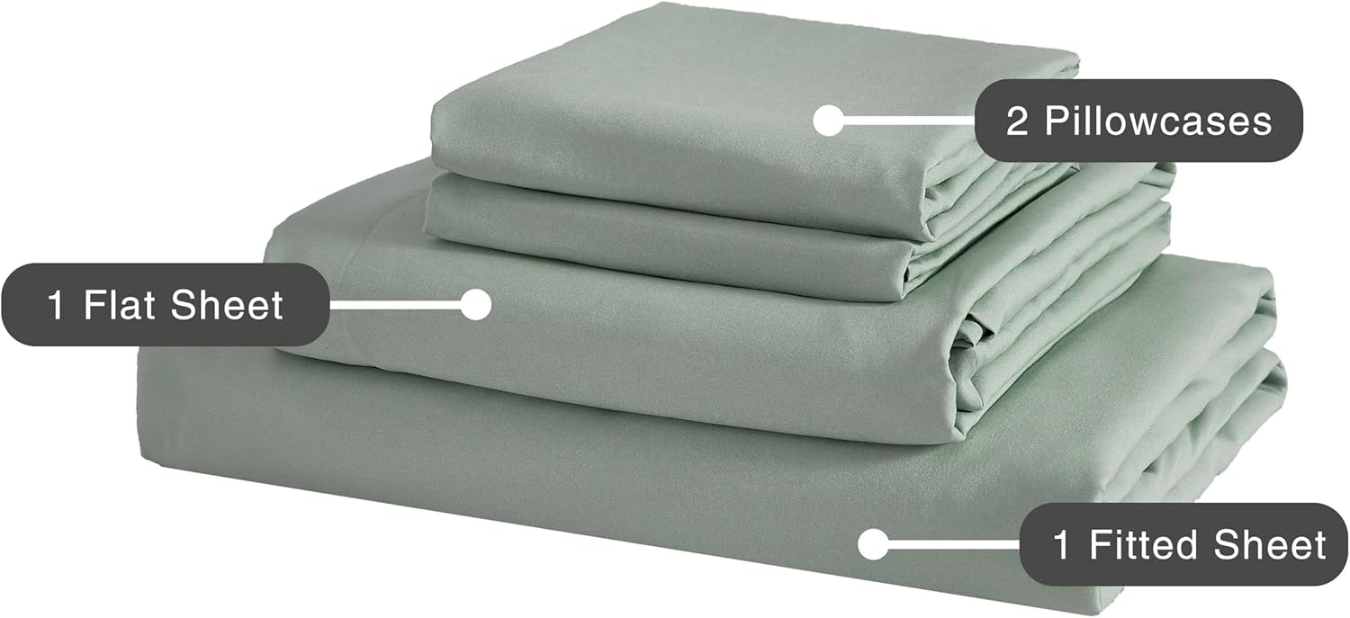 Vintage Washed Microfibre Sheet Set Sage, Super King