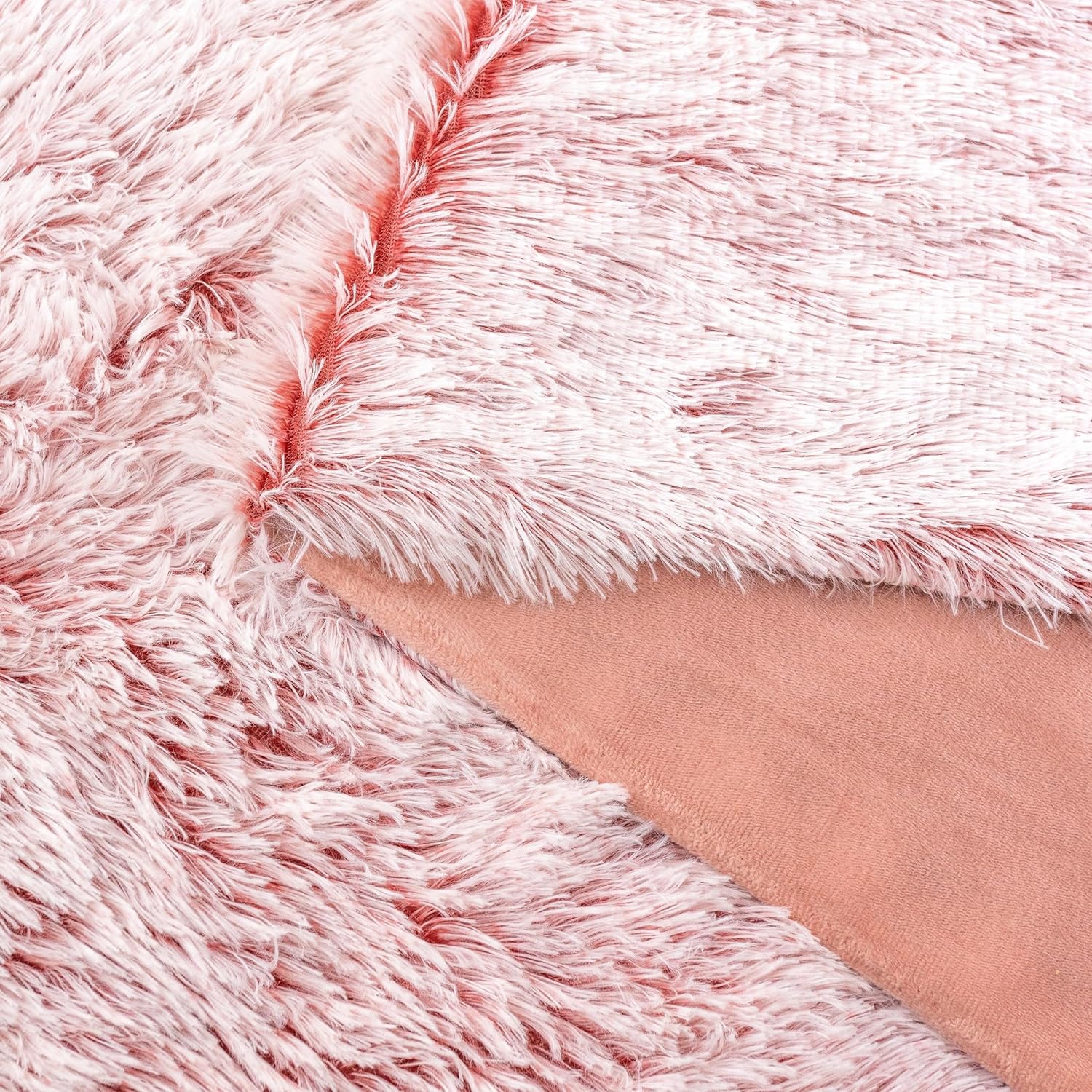 Reversible Ultra-Soft Faux Fur Velvet Fleece Throw Blanket, Rose - Gioia Casa