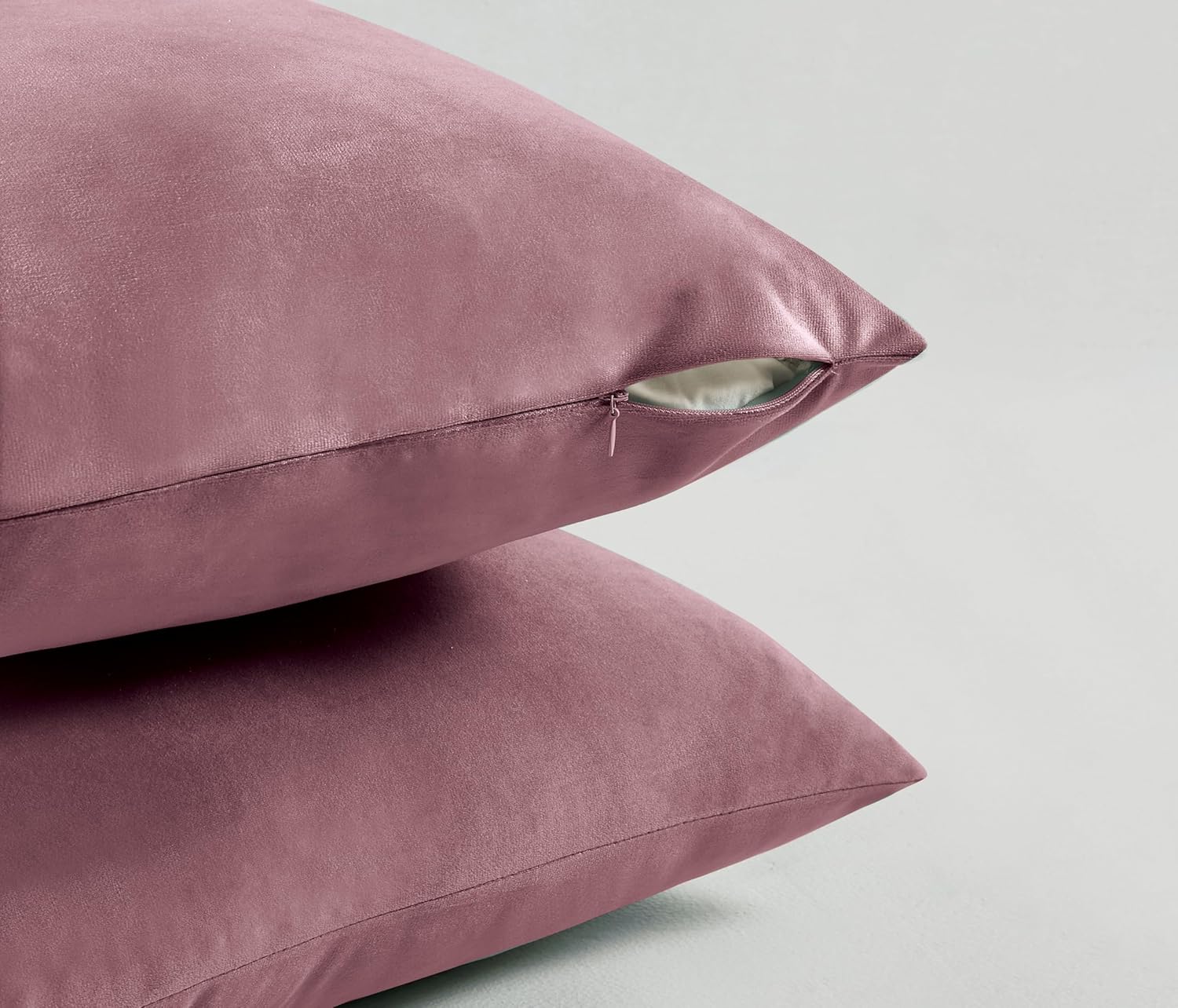 Twin-Pack Velvet Cushion Covers - Soft Microfibre Cushion Covers with Hidden Zipper Blush, 30cm*50cm