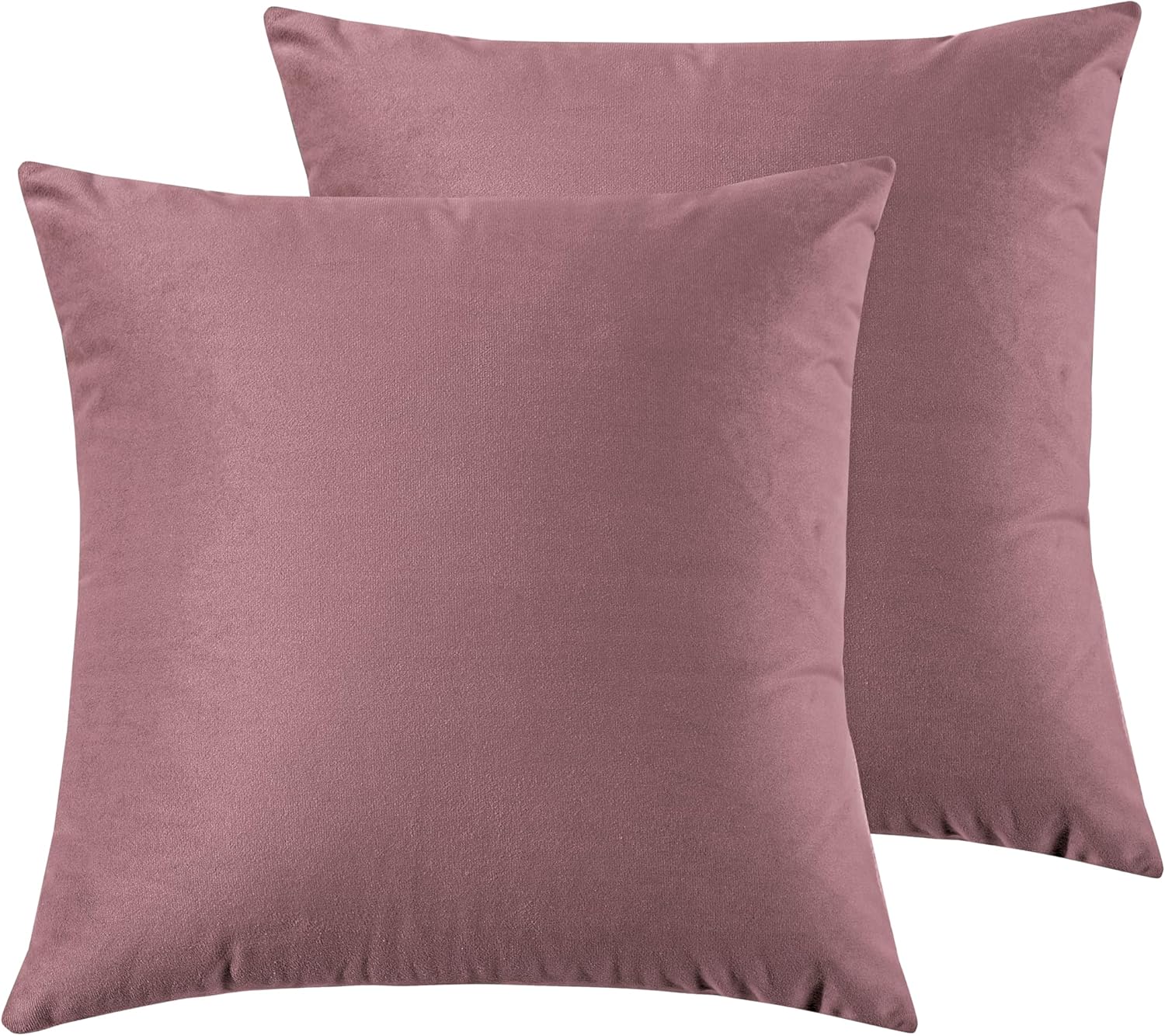 Twin-Pack Velvet Cushion Covers - Soft Microfibre Cushion Covers with Hidden Zipper Blush, 65cm*65cm