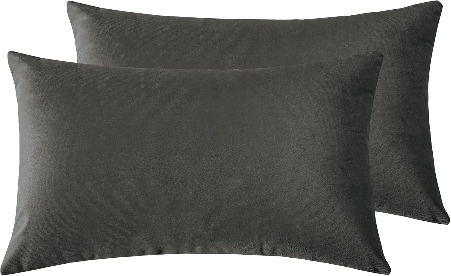 Twin-Pack Velvet Cushion Covers - Soft Microfibre Cushion Covers with Hidden Zipper Dark Grey, 30cm*50cm