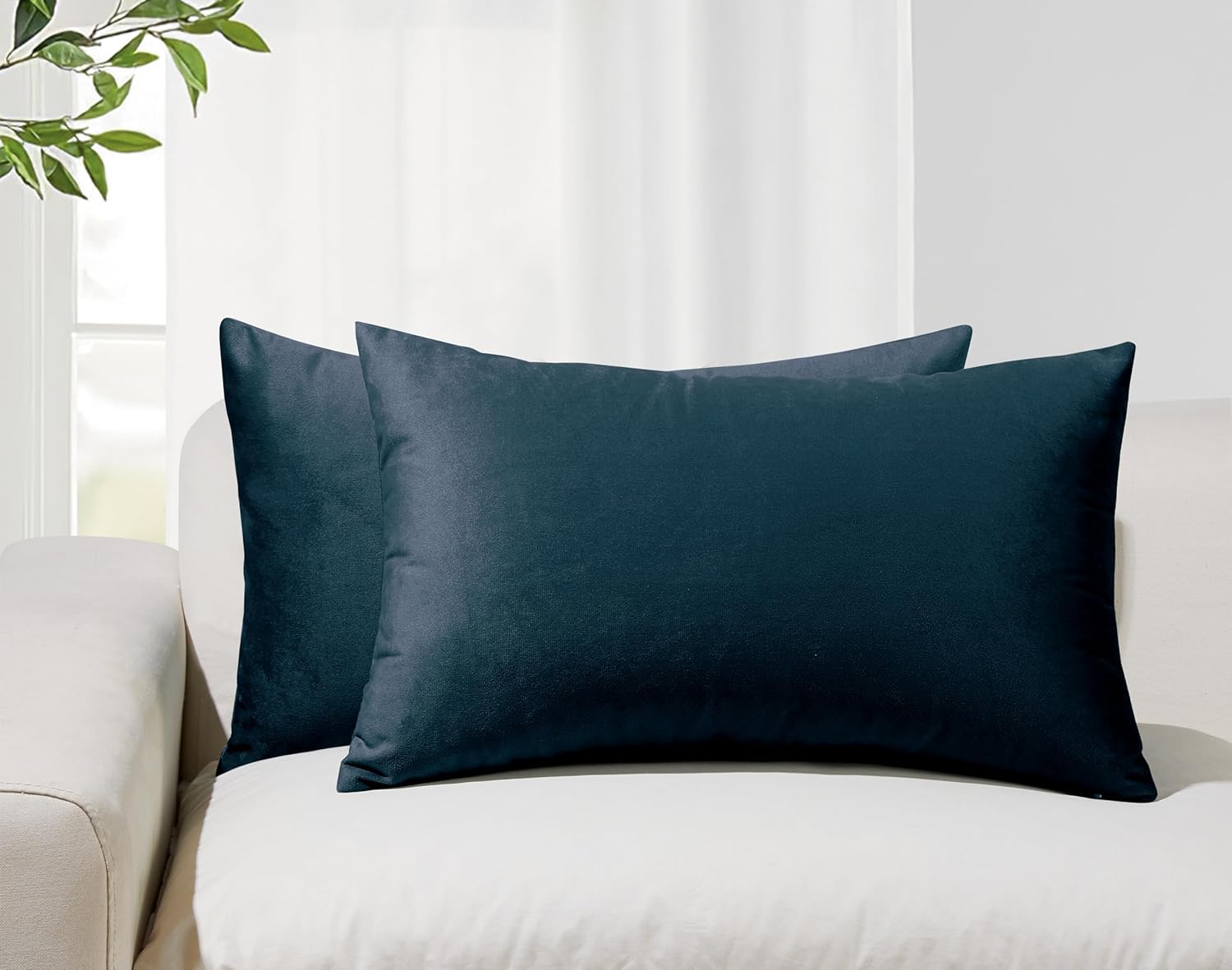 Twin-Pack Velvet Cushion Covers - Soft Microfibre Cushion Covers with Hidden Zipper Dark Teal, 30cm*50cm