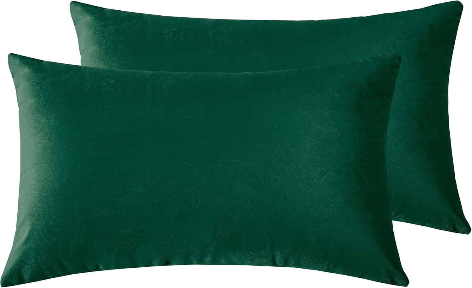 Twin-Pack Velvet Cushion Covers - Soft Microfibre Cushion Covers with Hidden Zipper Emerald Green, 30cm*50cm