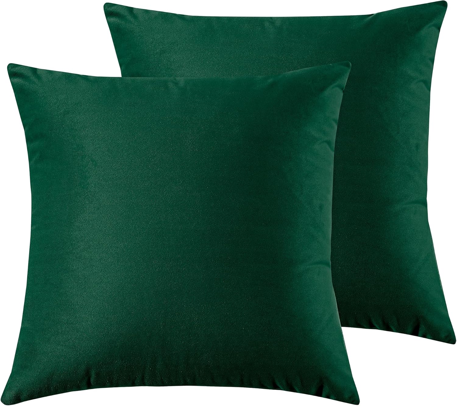 Twin-Pack Velvet Cushion Covers - Soft Microfibre Cushion Covers with Hidden Zipper Emerald Green, 45cm*45cm