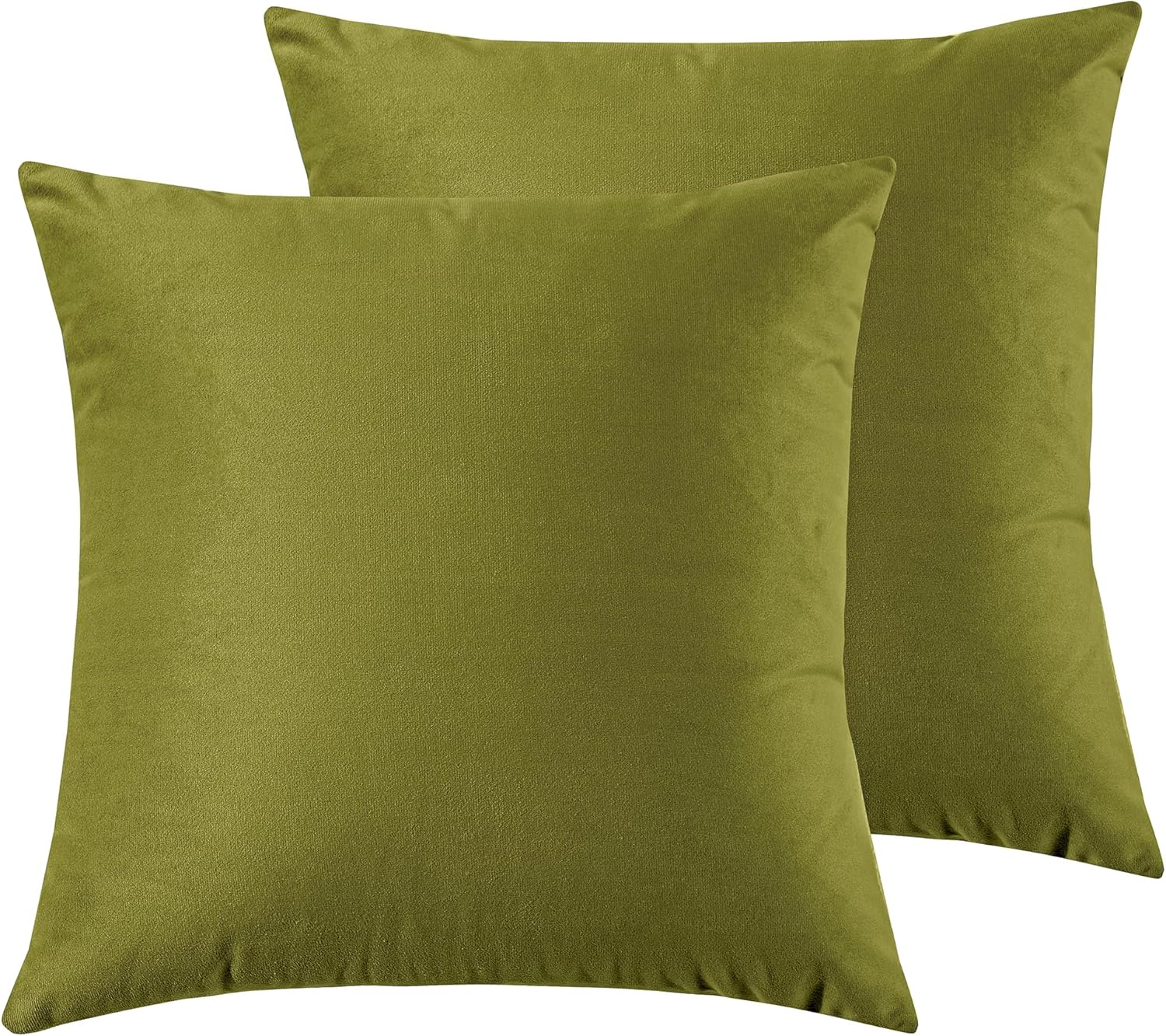 Twin-Pack Velvet Cushion Covers - Soft Microfibre Cushion Covers with Hidden Zipper Green, 45cm*45cm