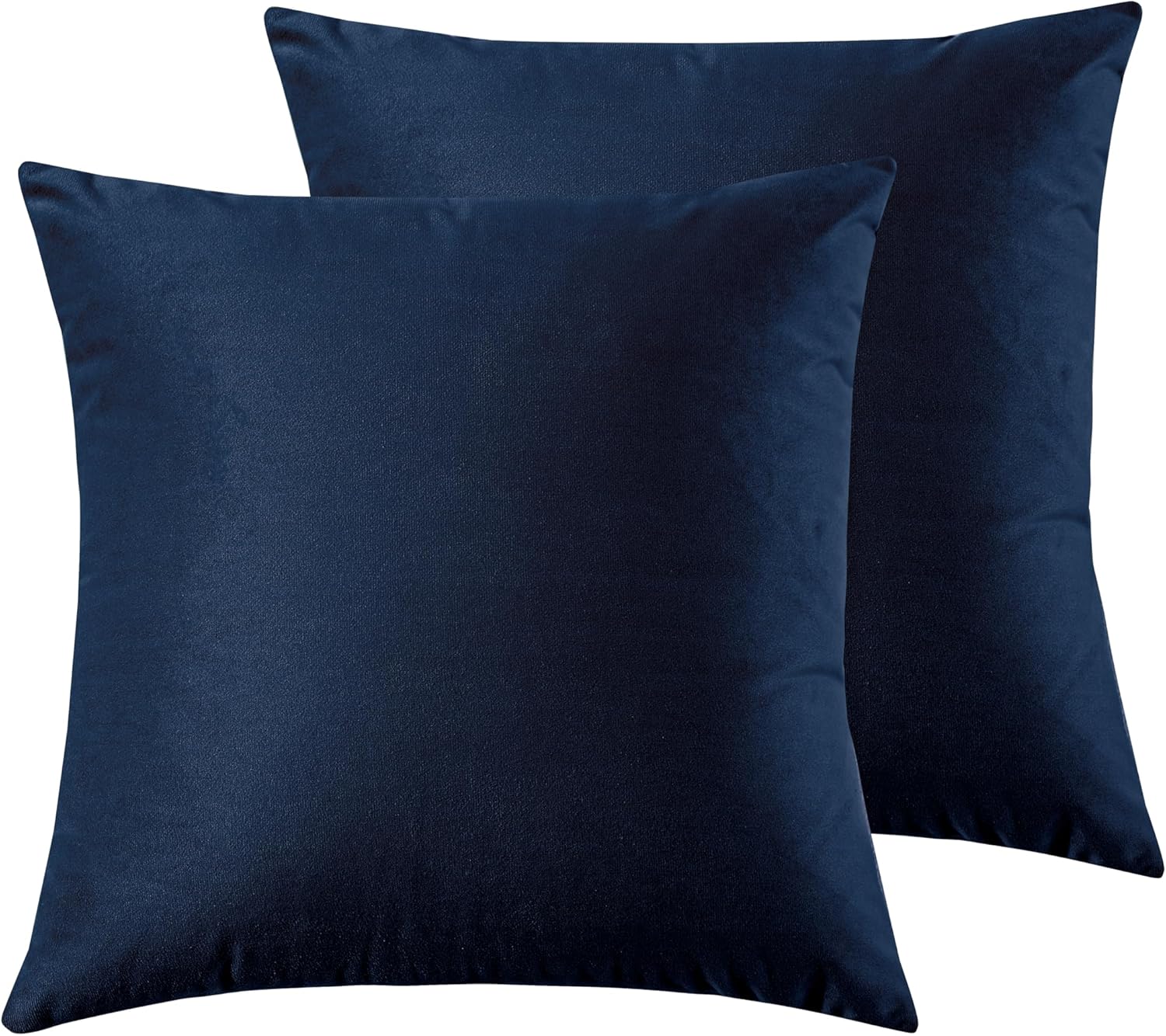 Twin-Pack Velvet Cushion Covers - Soft Microfibre Cushion Covers with Hidden Zipper Navy Blue, 65cm*65cm