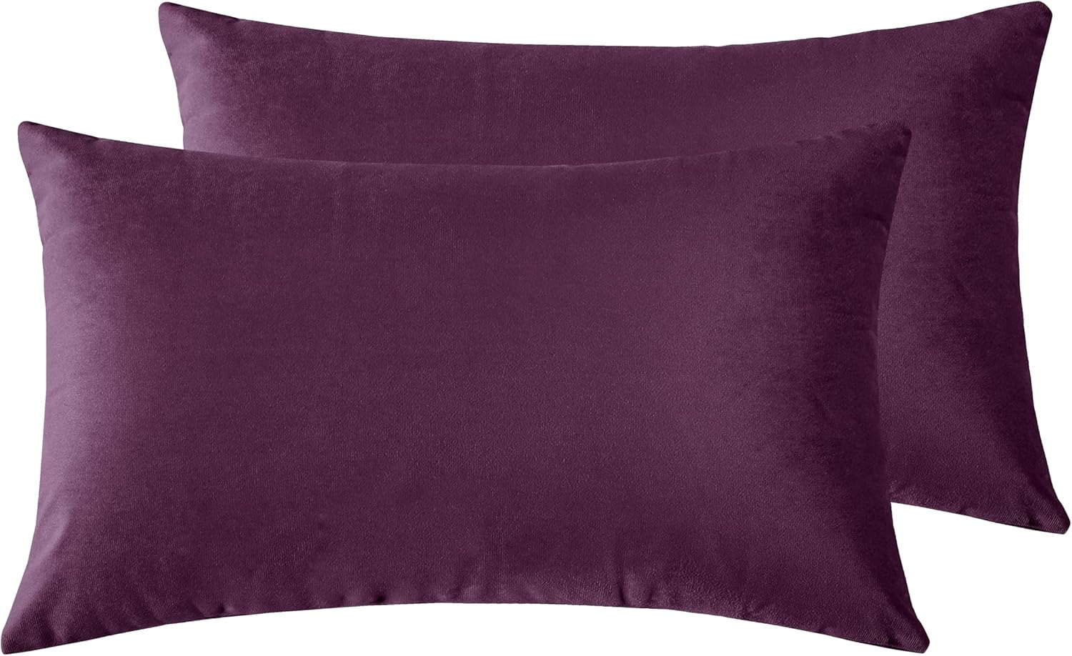 Twin-Pack Velvet Cushion Covers - Soft Microfibre Cushion Covers with Hidden Zipper Plum, 30cm*50cm