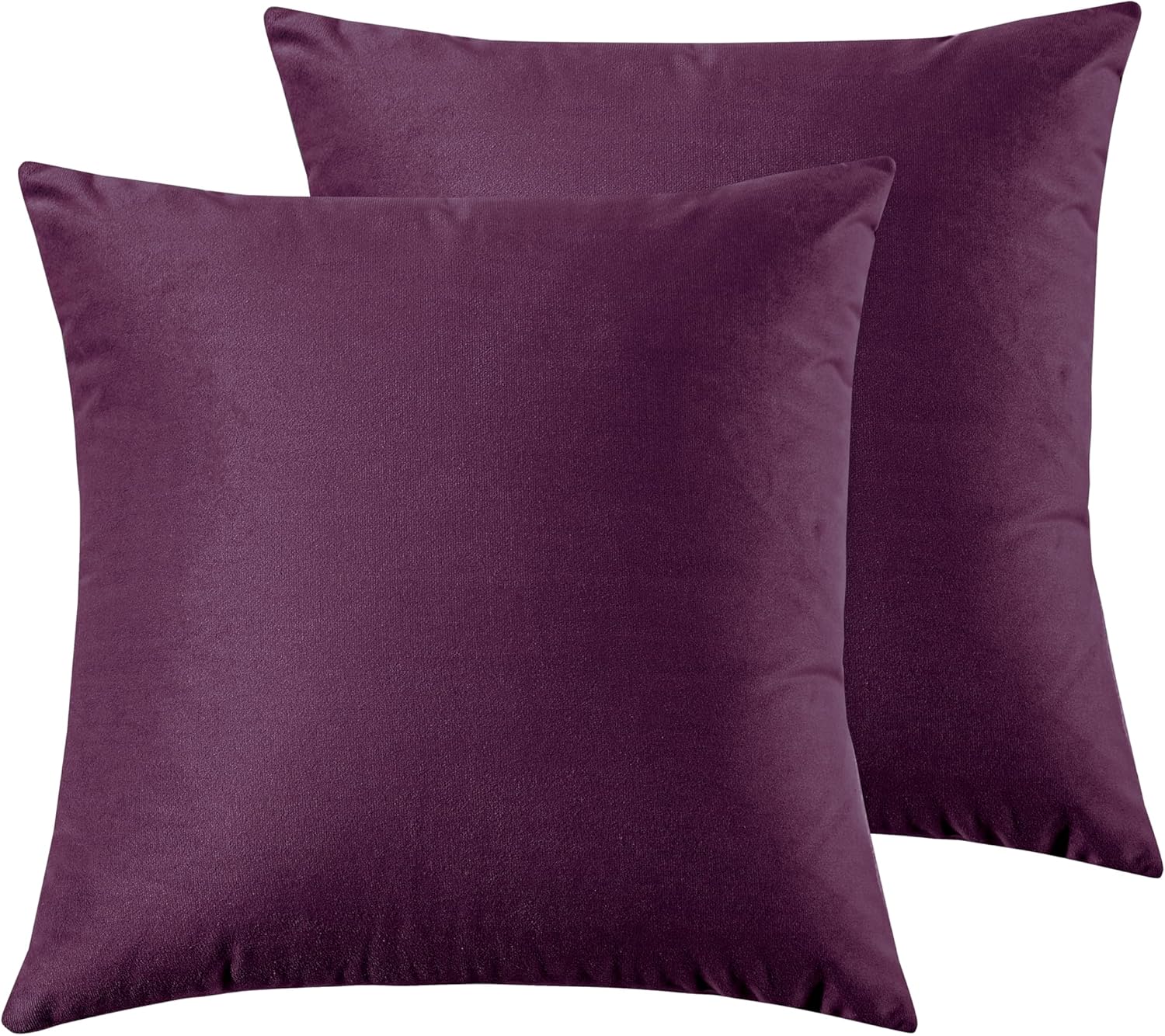 Twin-Pack Velvet Cushion Covers - Soft Microfibre Cushion Covers with Hidden Zipper Plum, 45cm*45cm