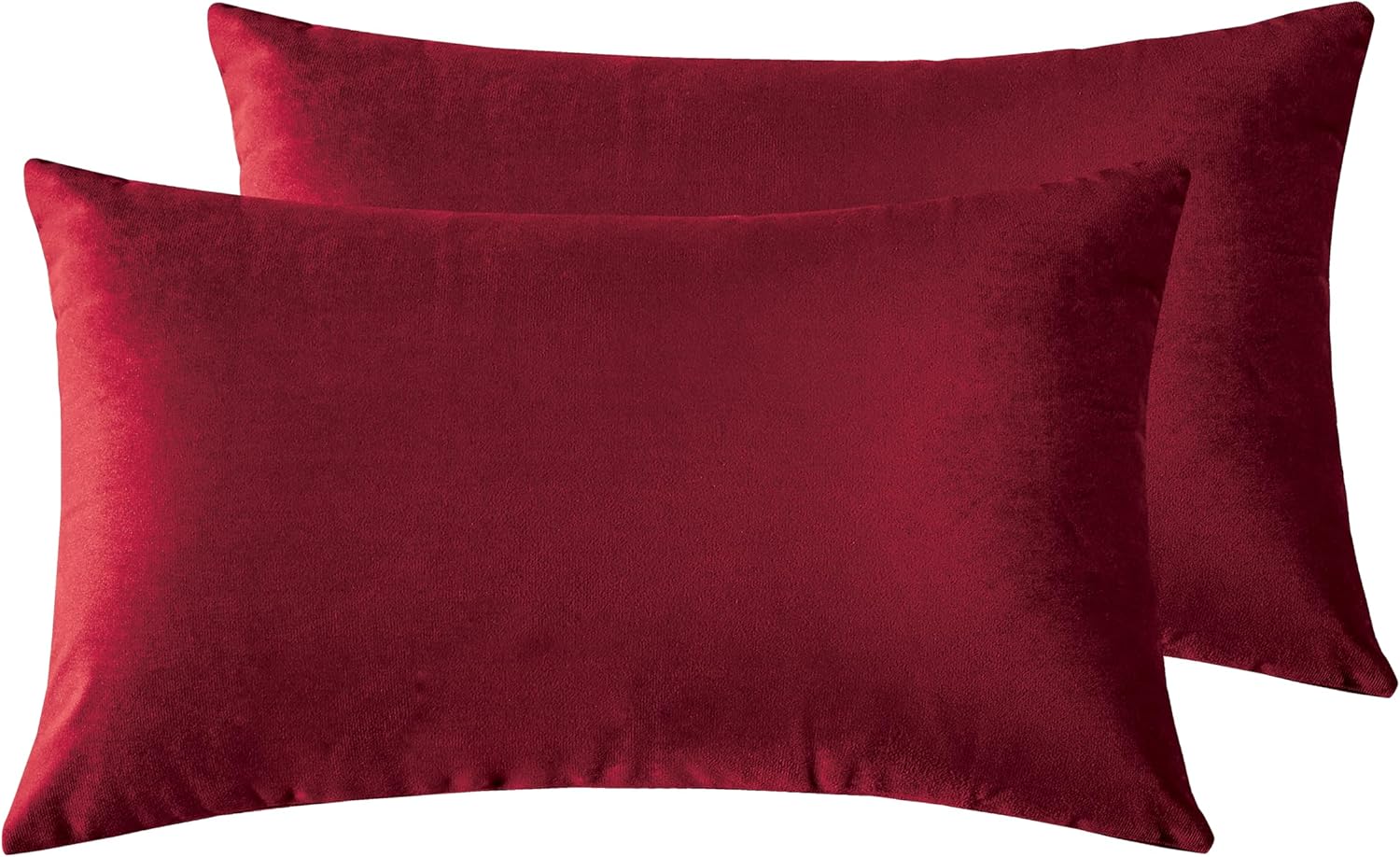 Twin-Pack Velvet Cushion Covers - Soft Microfibre Cushion Covers with Hidden Zipper Red, 30cm*50cm